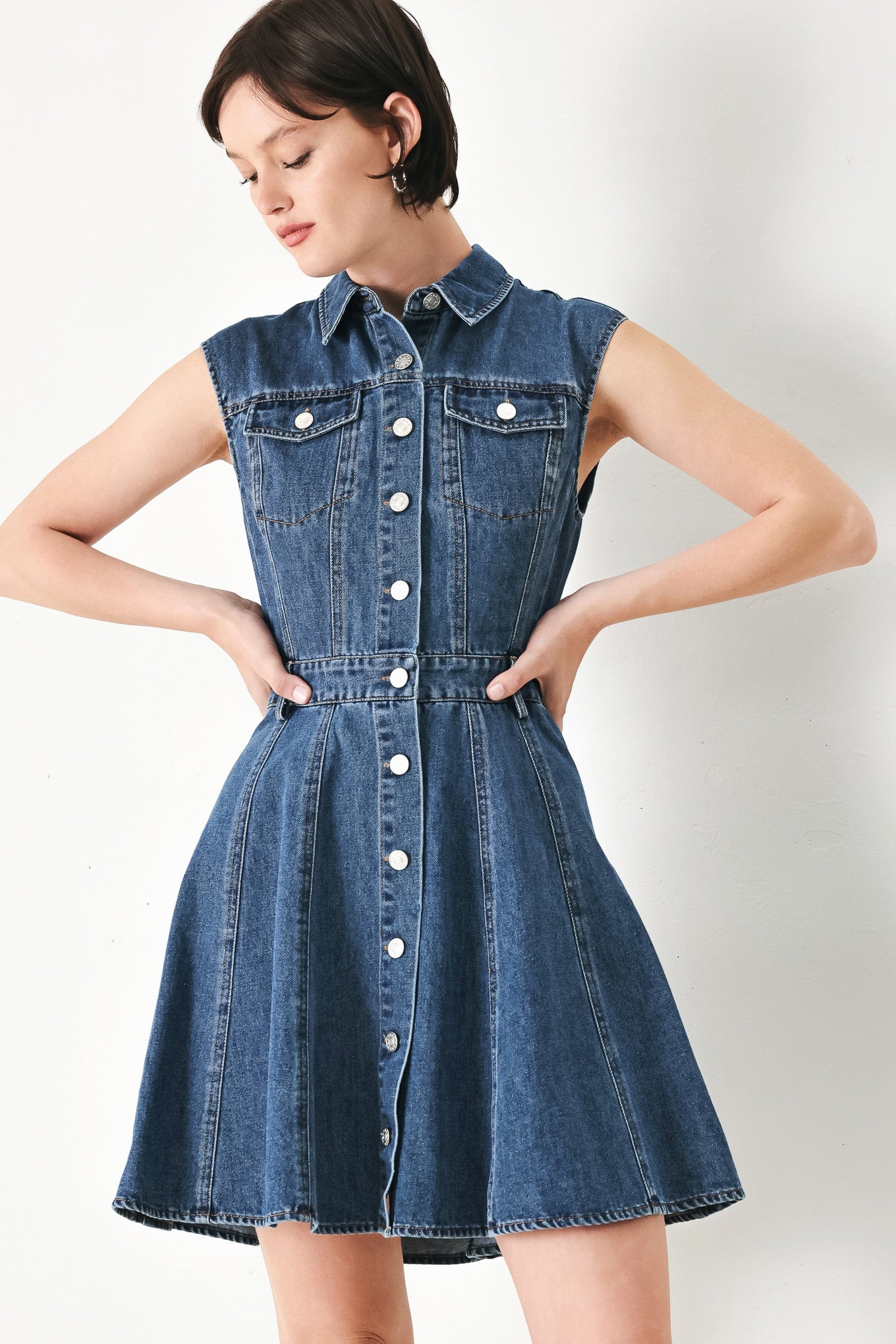 CASUAL GLAM DENIM MINI DRESS