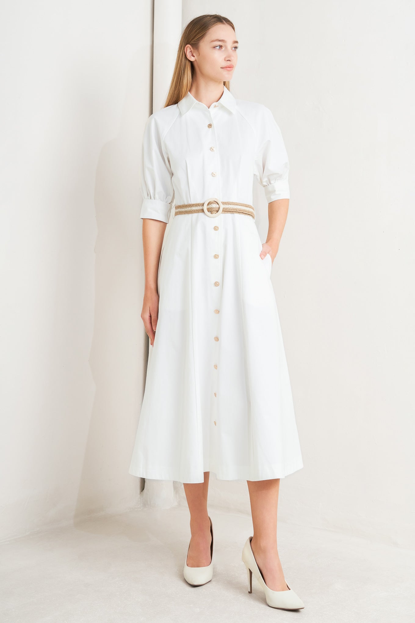 RELAXED TAILOR WOVEN MIDI DRESS