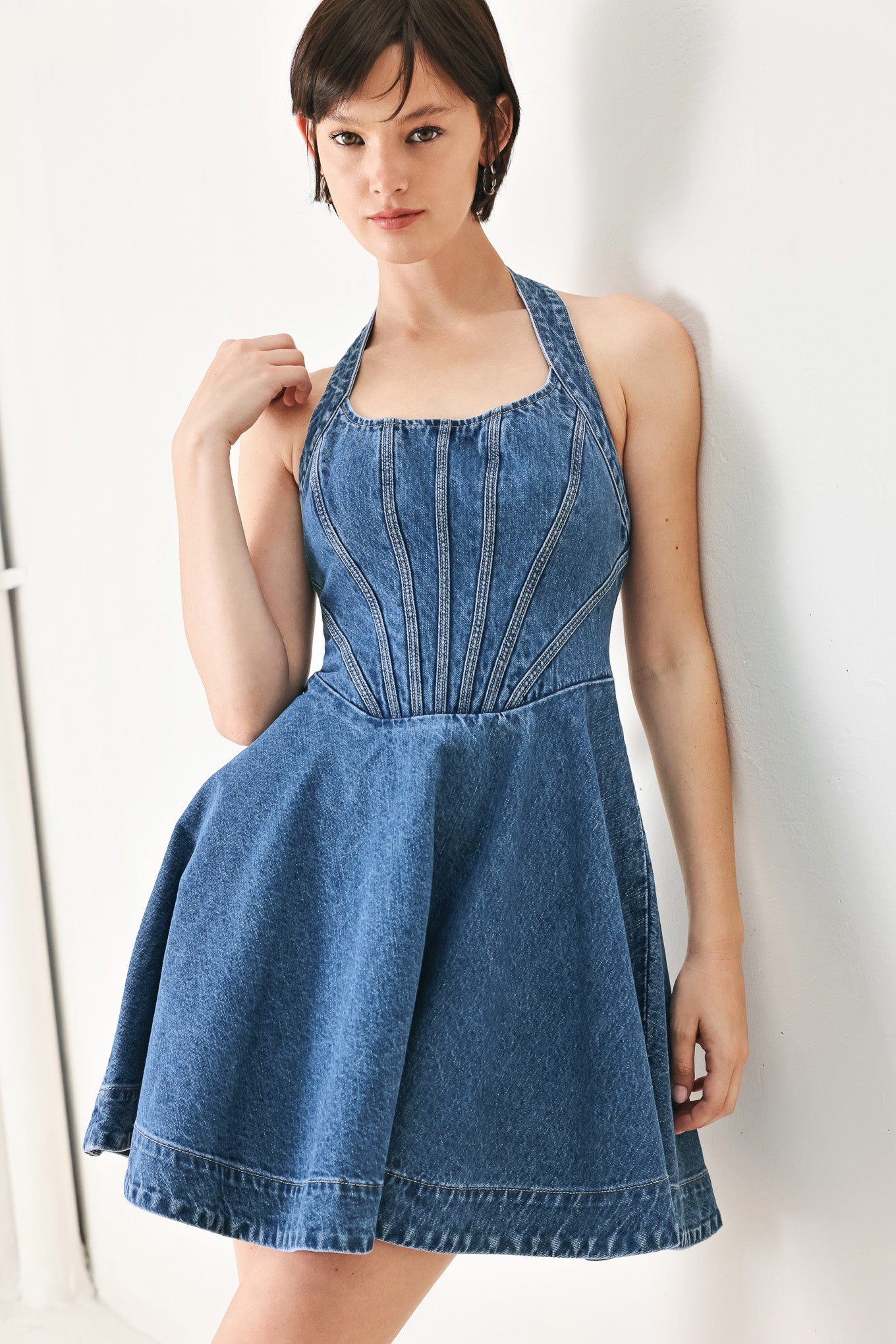 VINTAGE SHAPE DENIM MINI DRESS