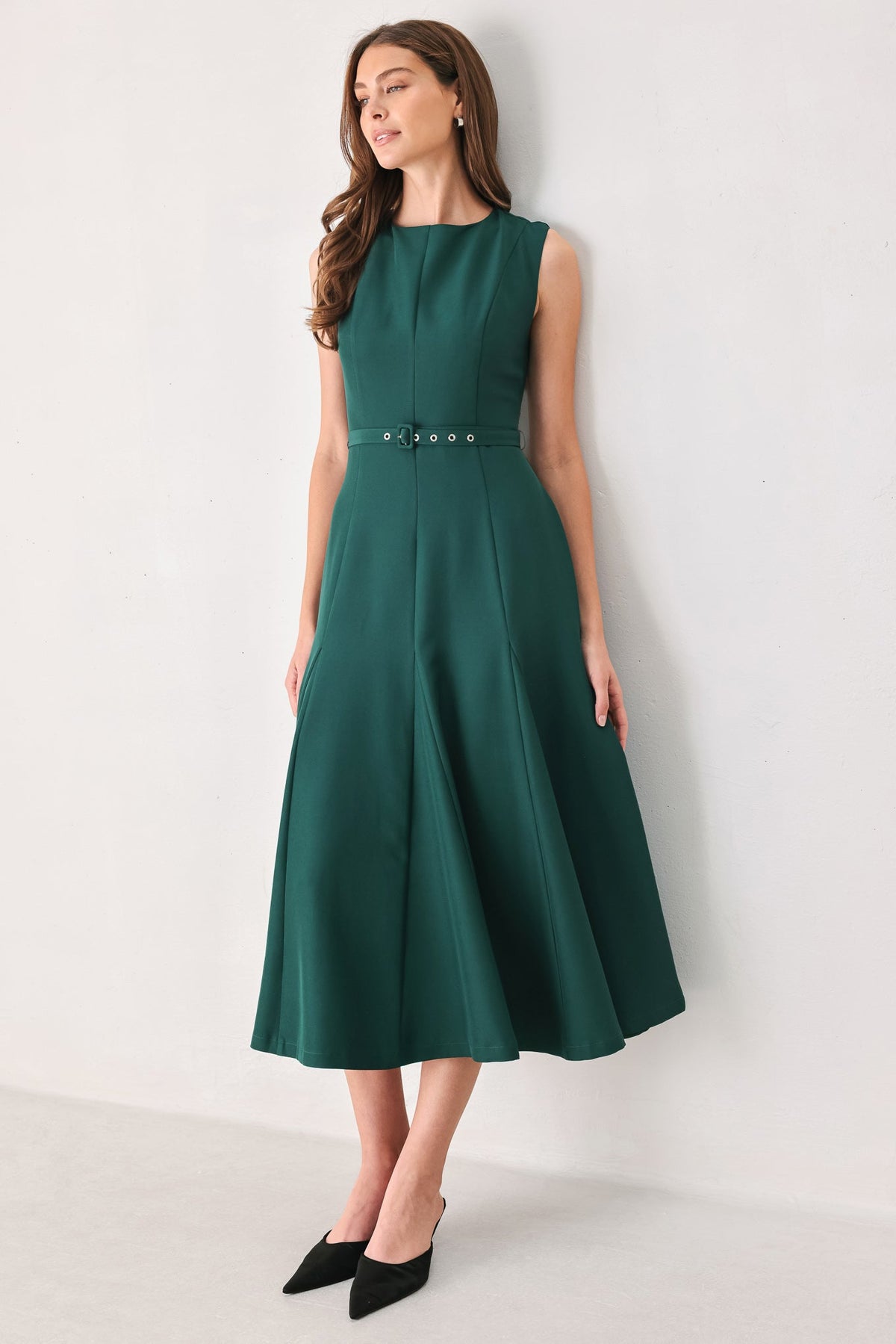 HAZELNUT BALLET WOVEN MIDI DRESS
