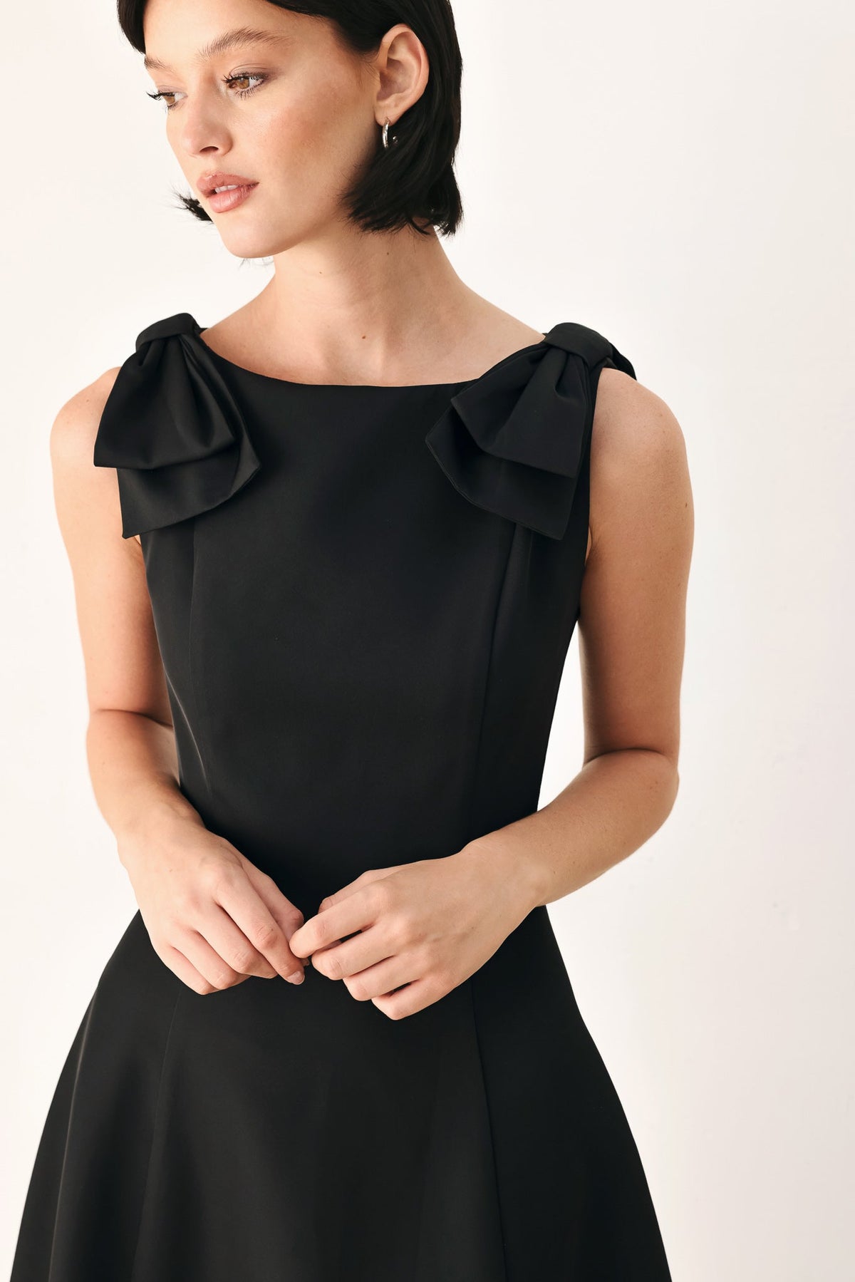 TIED TO TONIGHT BOW SHOULDER MIDI DRESS