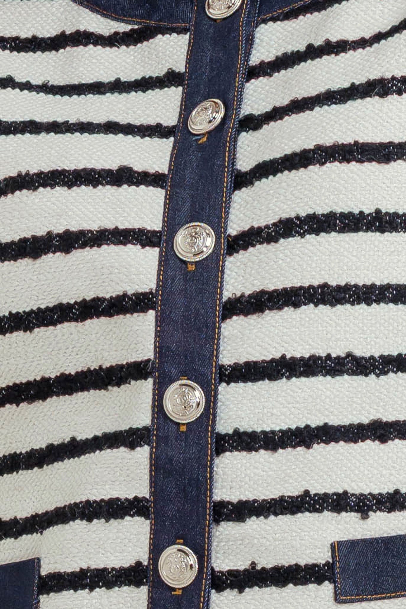 BONJOUR STRIPE WOVEN CROP JACKET