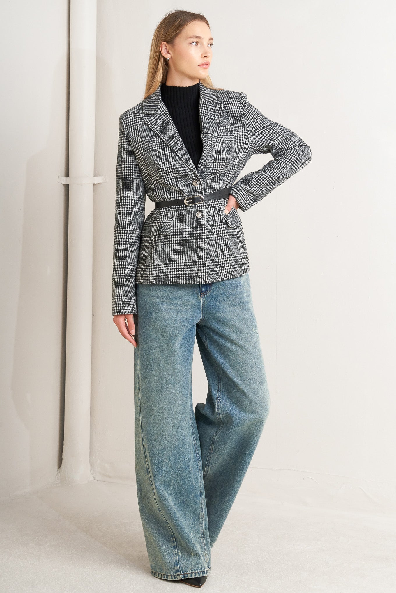 CITY CHECKLINE WOOLEN WOVEN JACKET