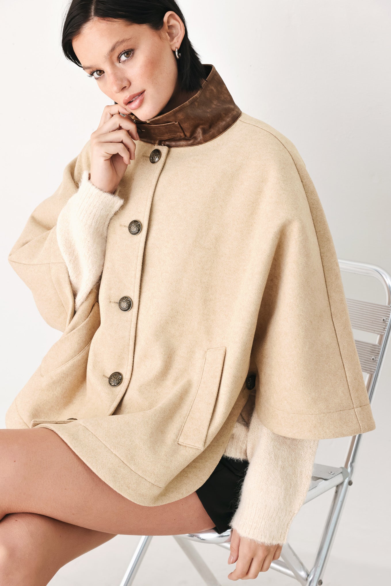 CITY IN MOTION BUCKLED CAPELET JACKET