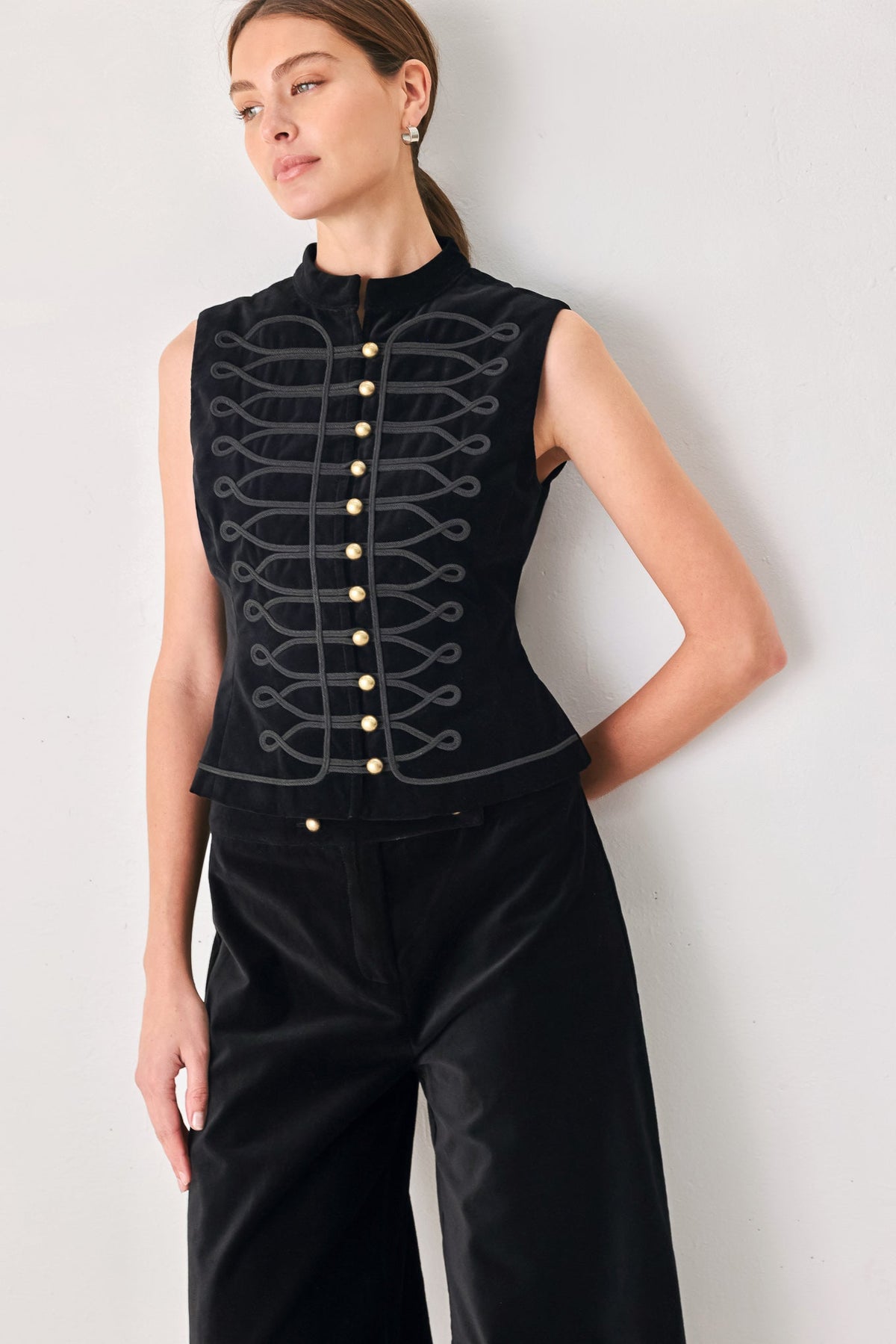 VELVET COMMAND BLACK MILITARY VEST