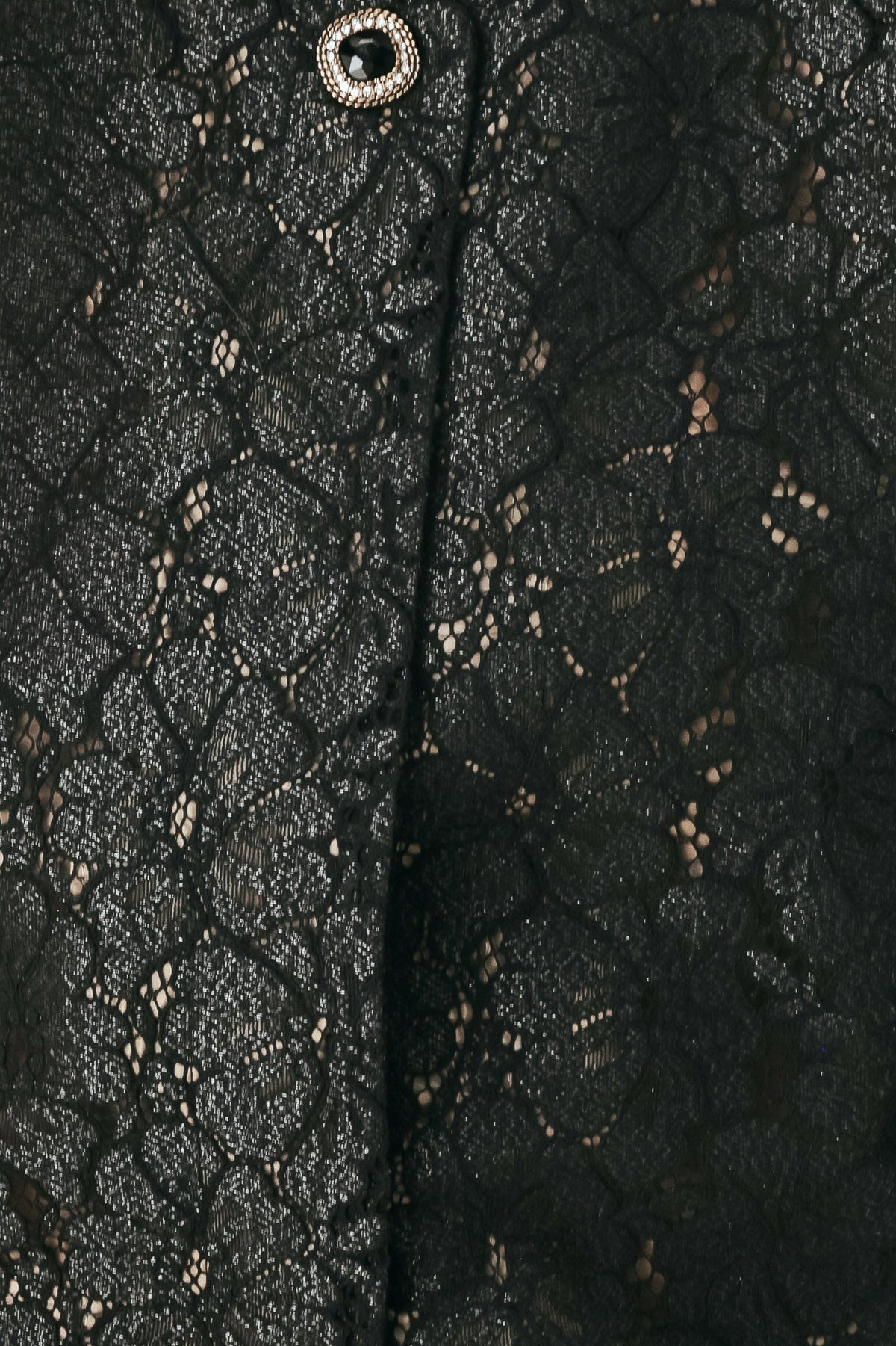 NOIR LACE AFFAIR BLACK/NUDE JEWEL-BUTTON CROPPED JACKET