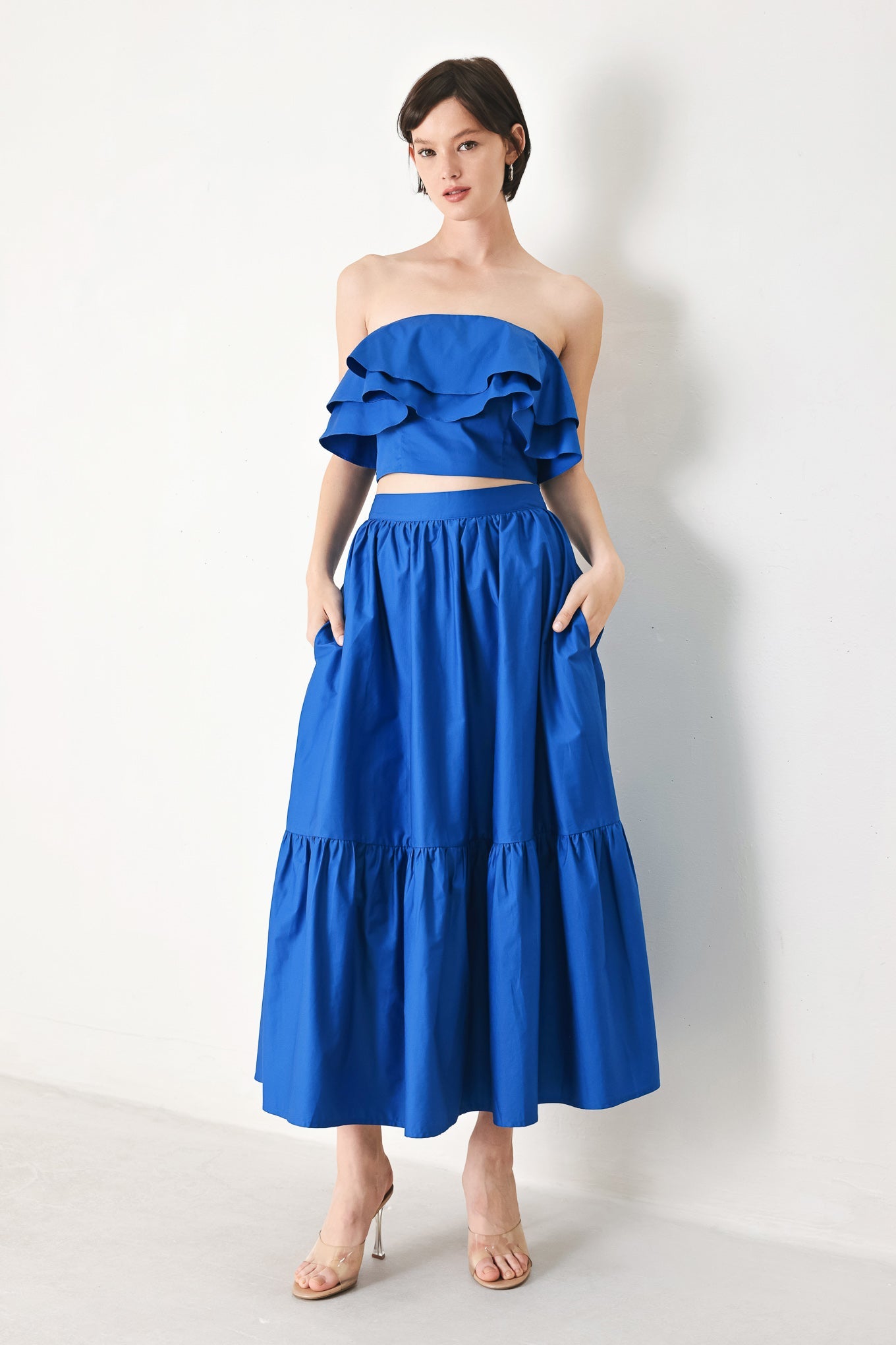 ROYAL FLOW WOVEN MIDI SKIRT