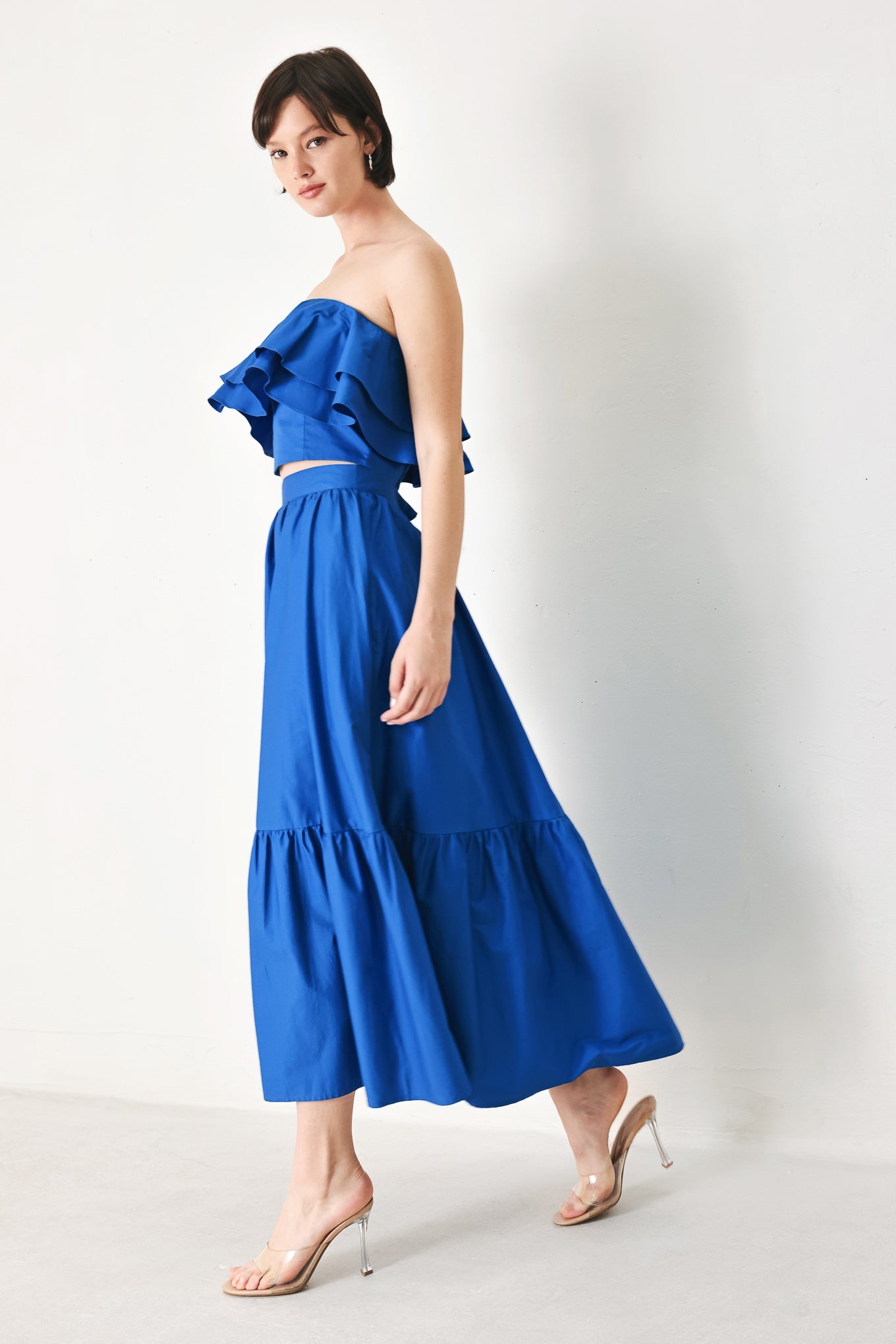 ROYAL FLOW WOVEN MIDI SKIRT