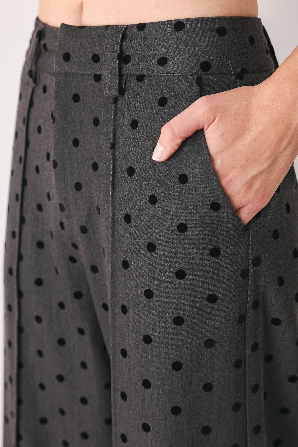 CHARCOAL DOT CHARCOAL WIDE-LEG PANTS