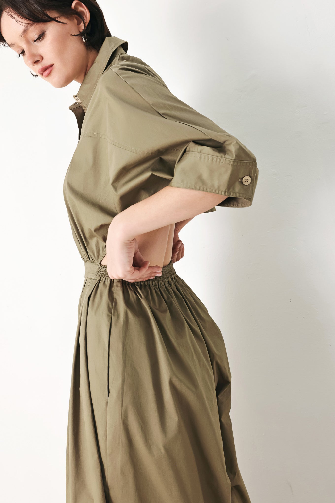 OLIVE DAYDREAM WOVEN JUMPSUIT