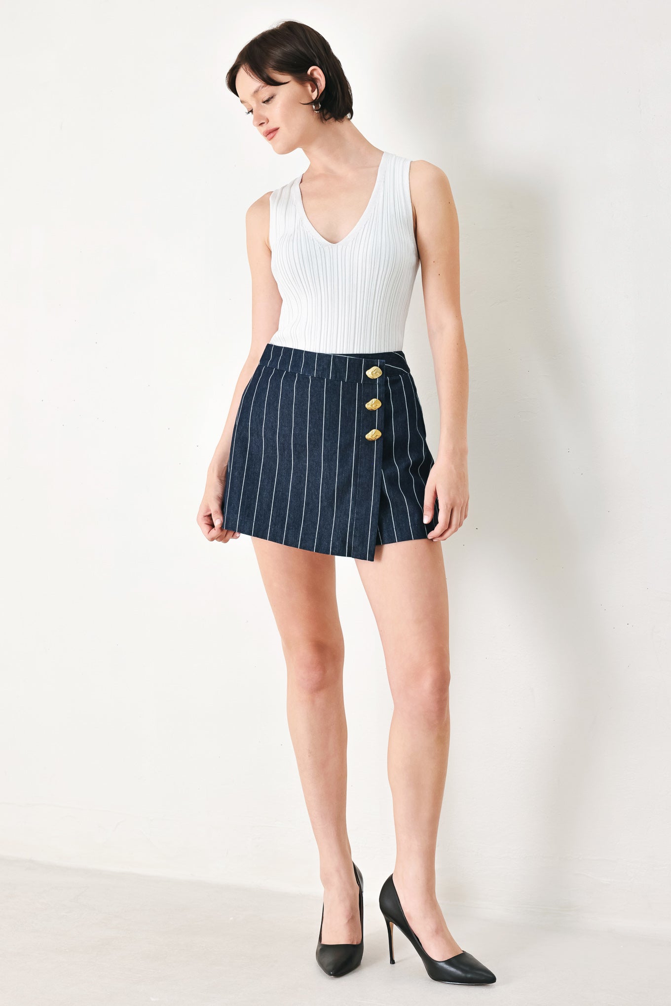 BOSS BABE STRIP WOVEN SKORT