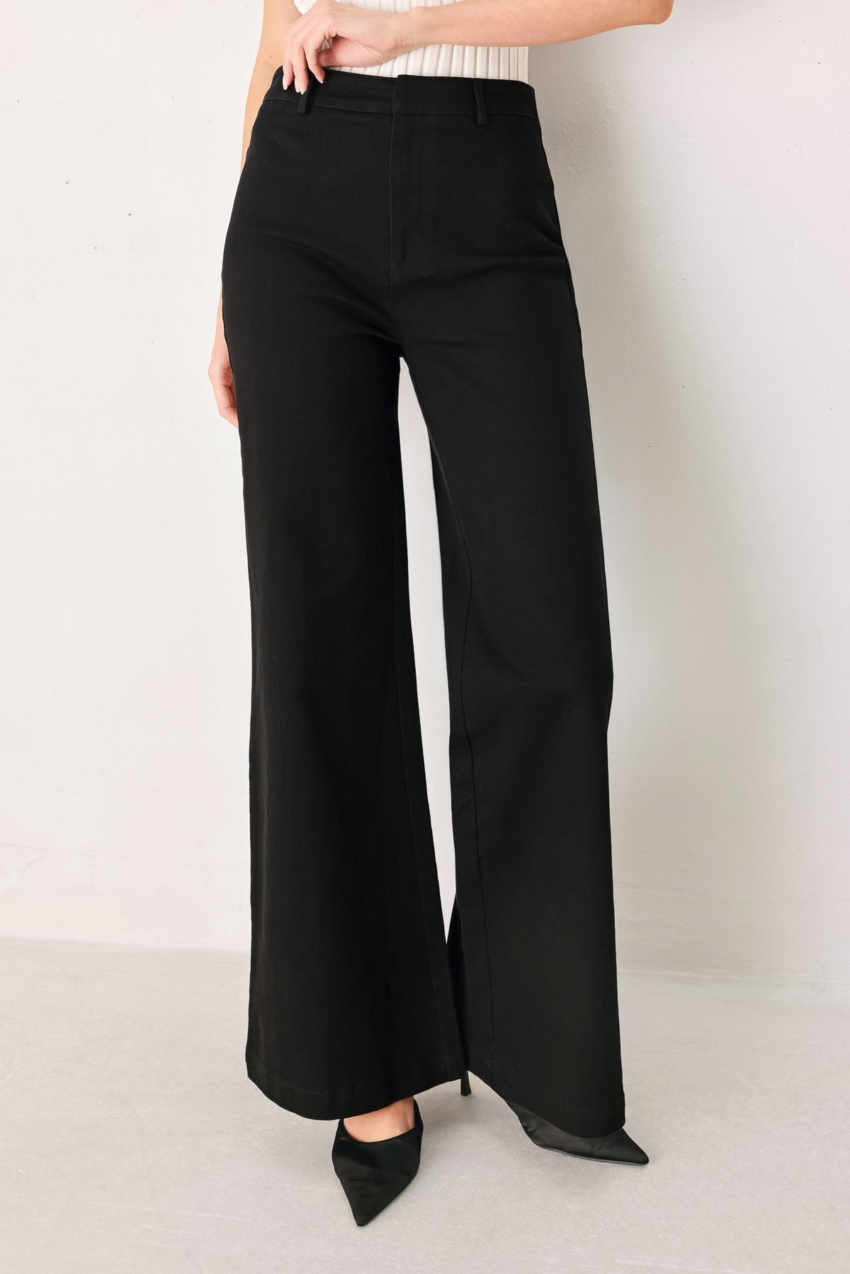 DENIM AUTHORITY BLACK DENIM WIDE-LEG PANTS