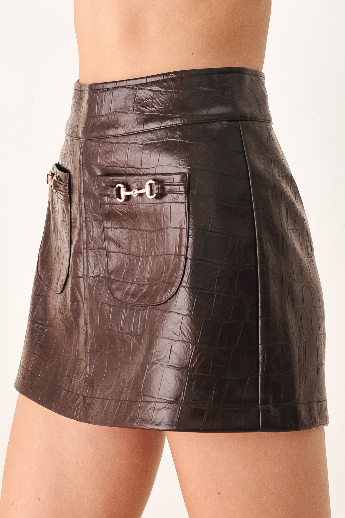 WILD AT HEART EMBOSSED FAUX LEATHER SKORT