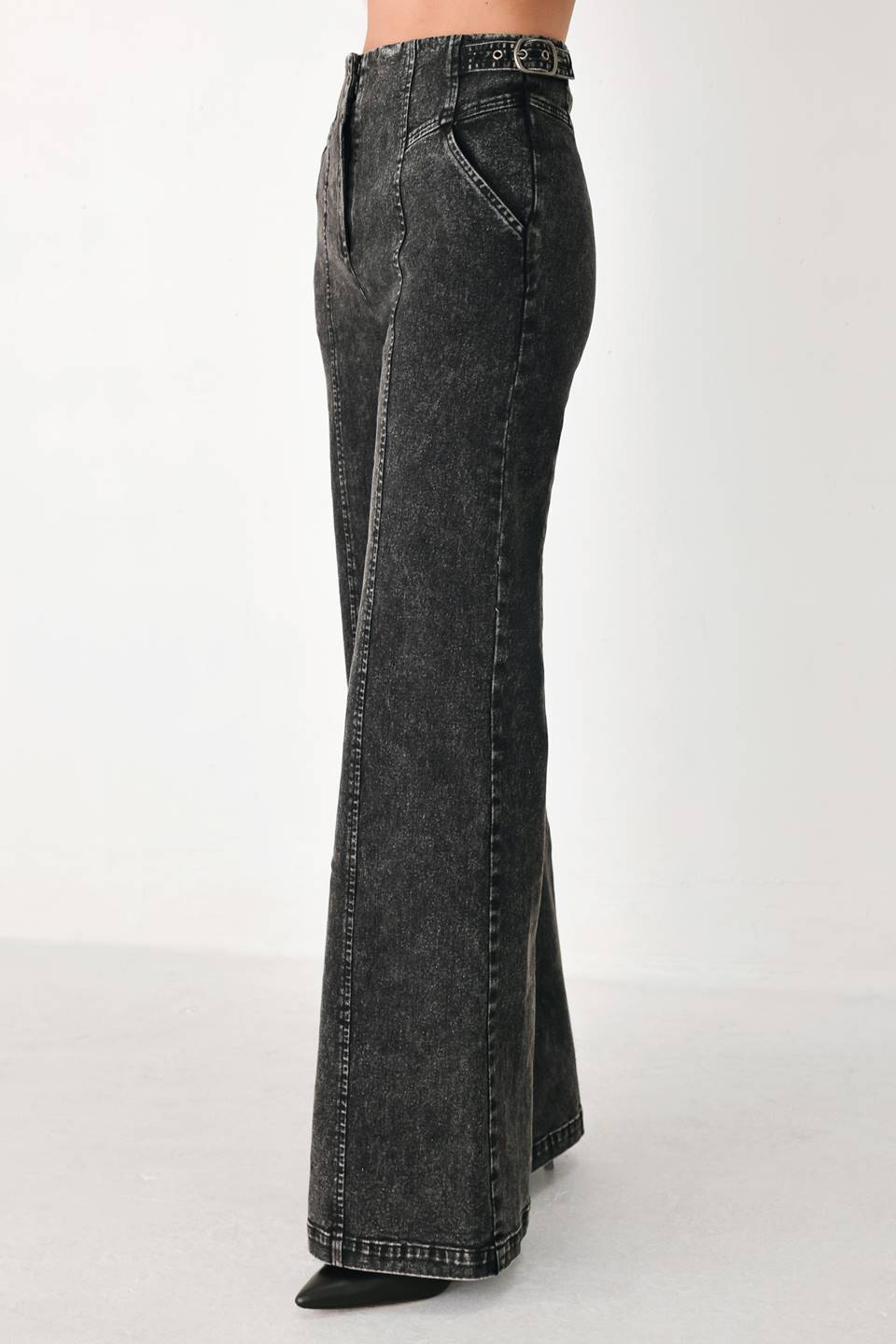 CITY LIMITS BLACK DENIM WIDE LEG PANTS