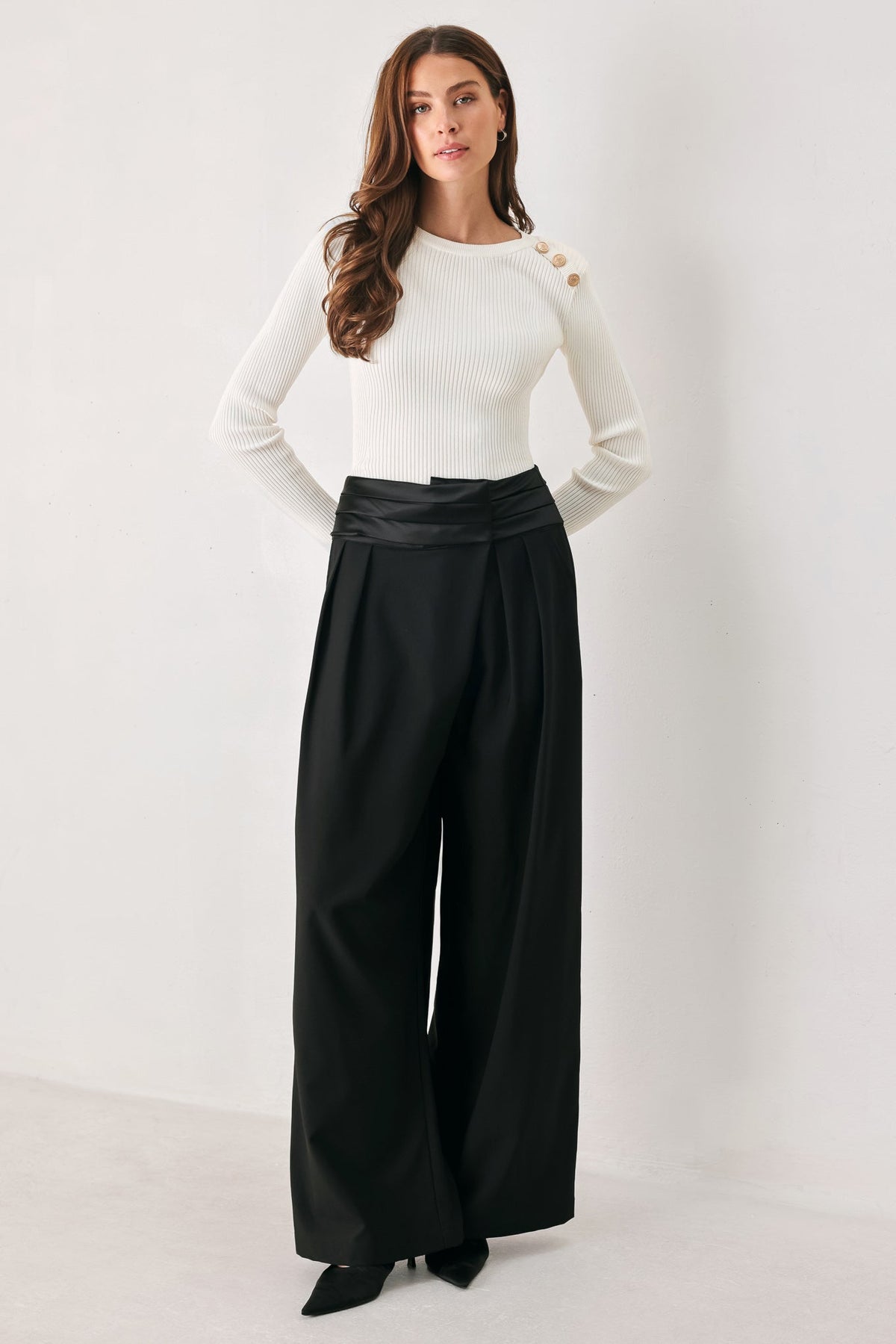 TUX REBEL BLACK HIGH-WAIST BARREL PANTS