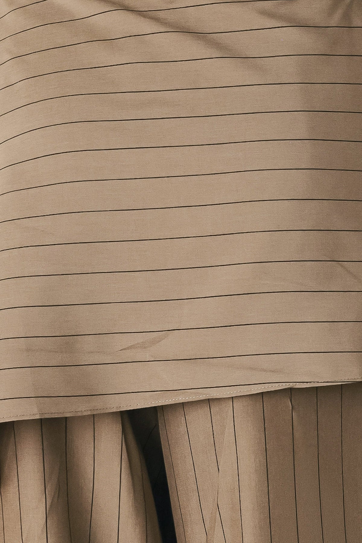 STRIPED DRAMA BROWN & BLACK SCARF-OVERLAY PANTS