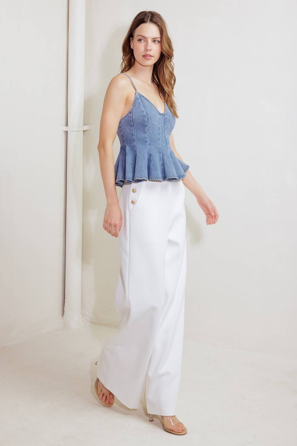 SANDY WALTZ LIGHT DENIM CAMI TOP