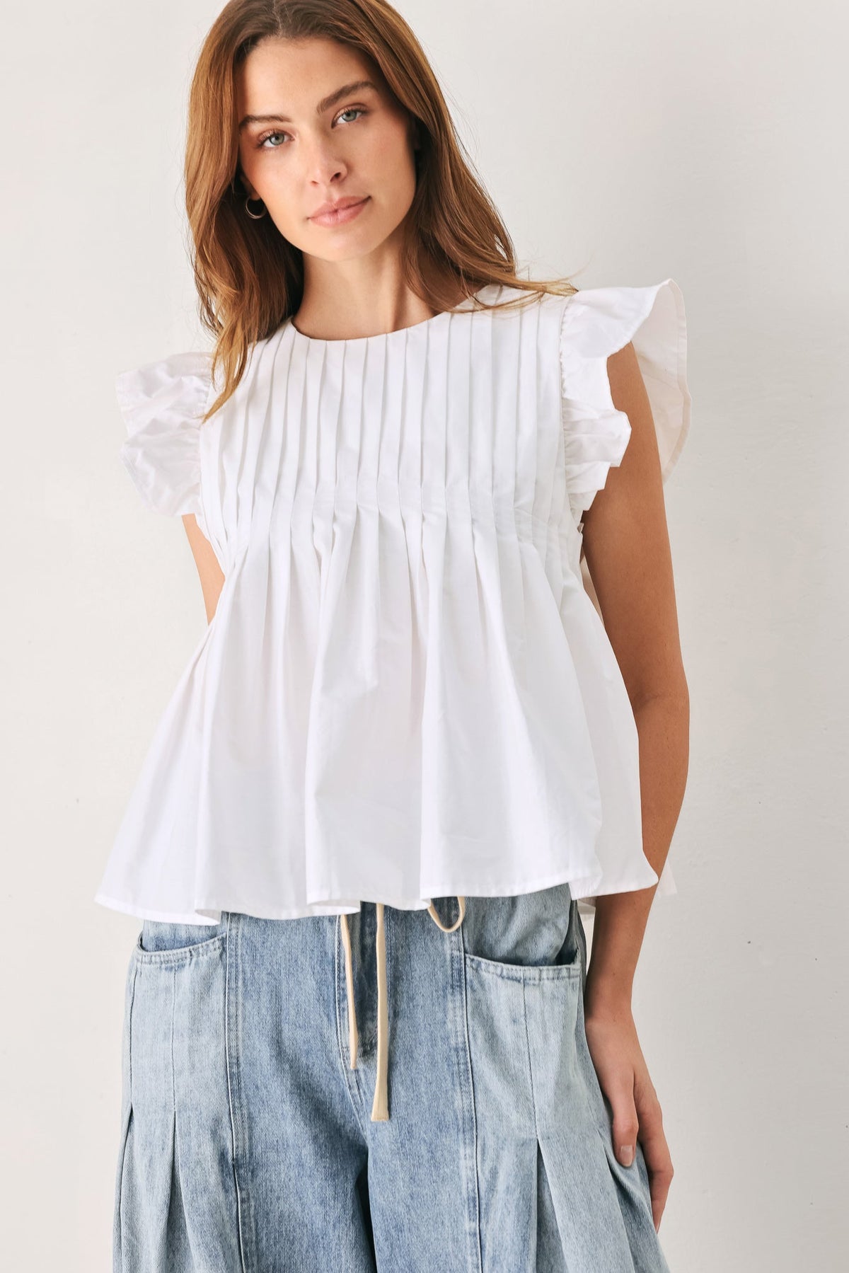MEMORIES IN FOCUS WHITE WOVEN TOP