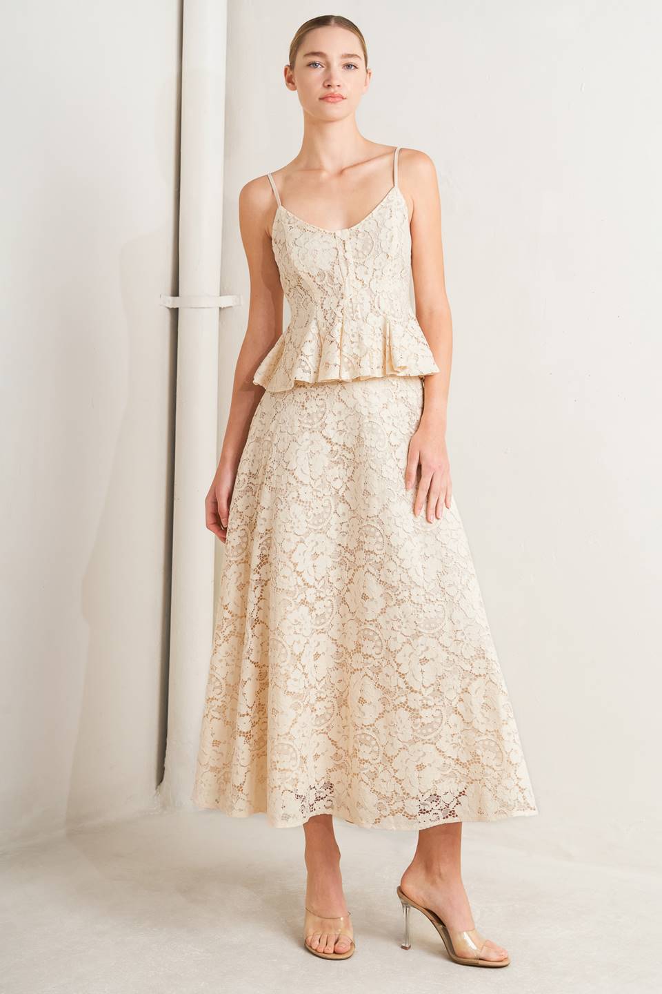 PURELY ROMANTIC WOVEN LACE CAMI TOP