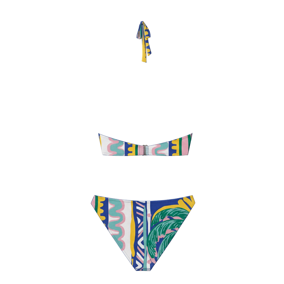 Halter Bikini Blue Palm Classic Brief