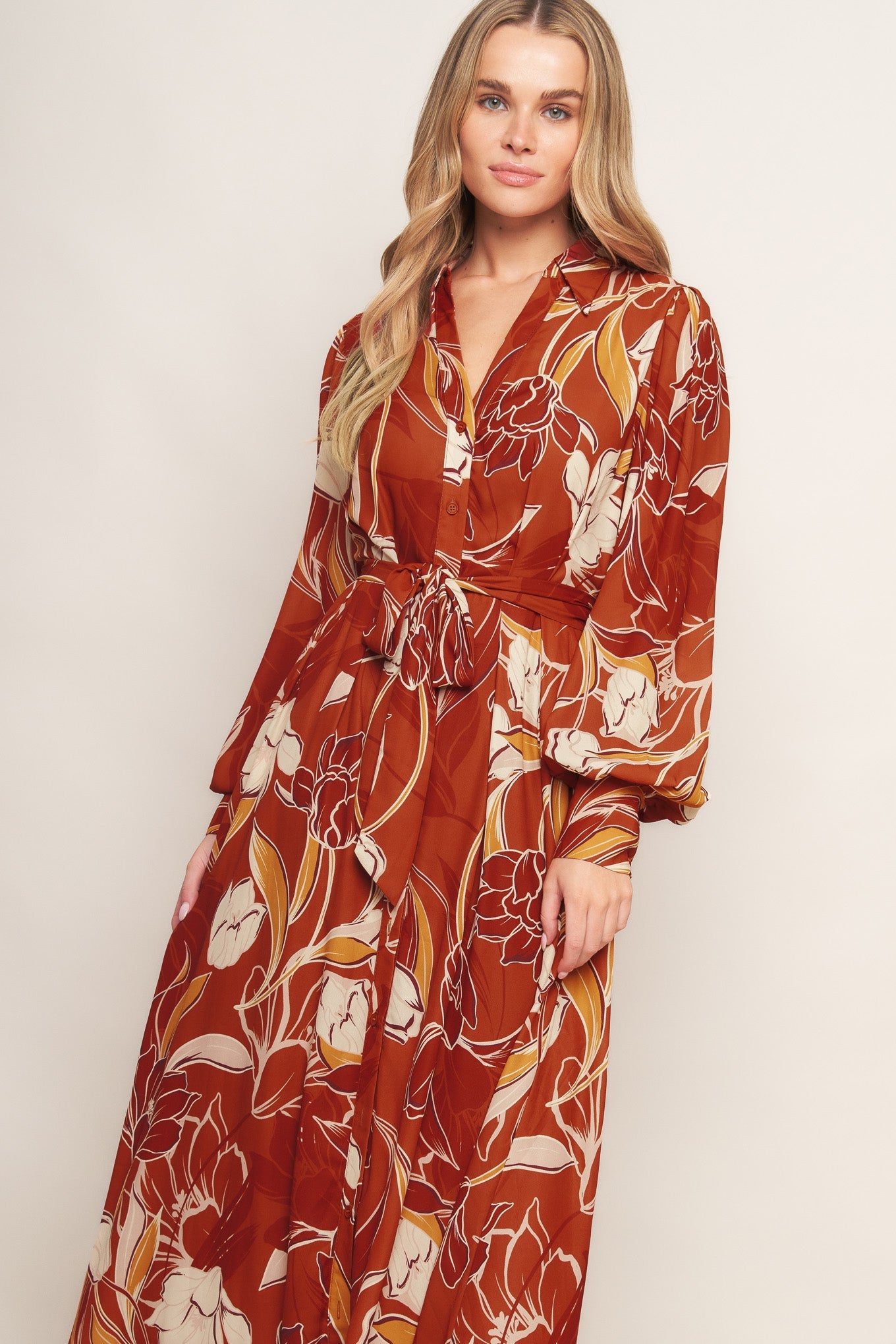 BLOOMING RADIANCE WOVEN MIDI DRESS