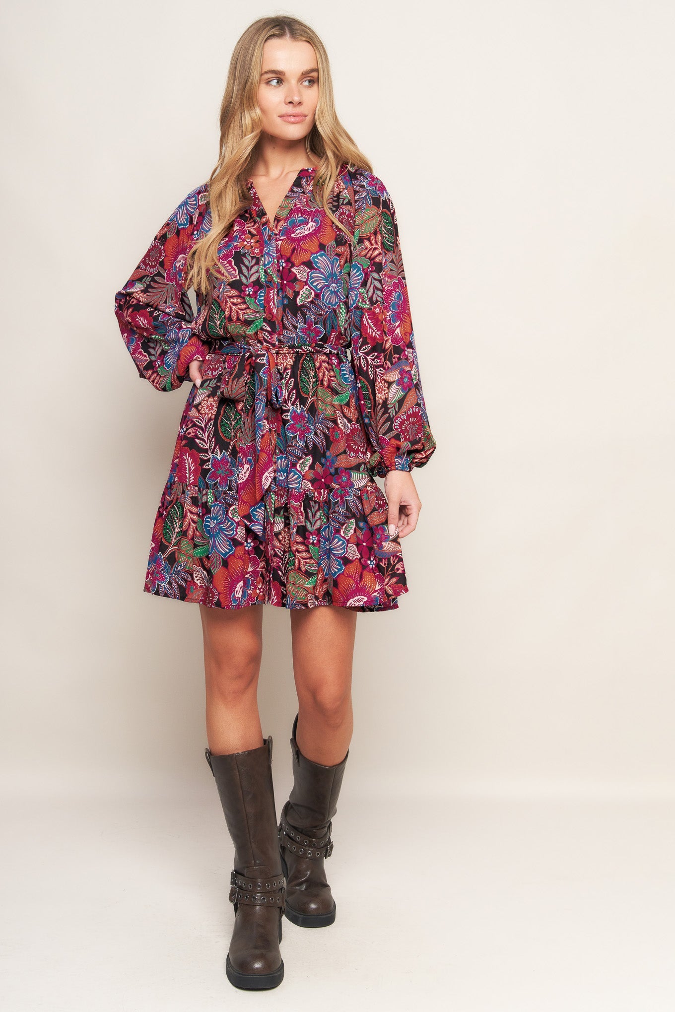 FLORAL BLISS WOVEN MINI DRESS