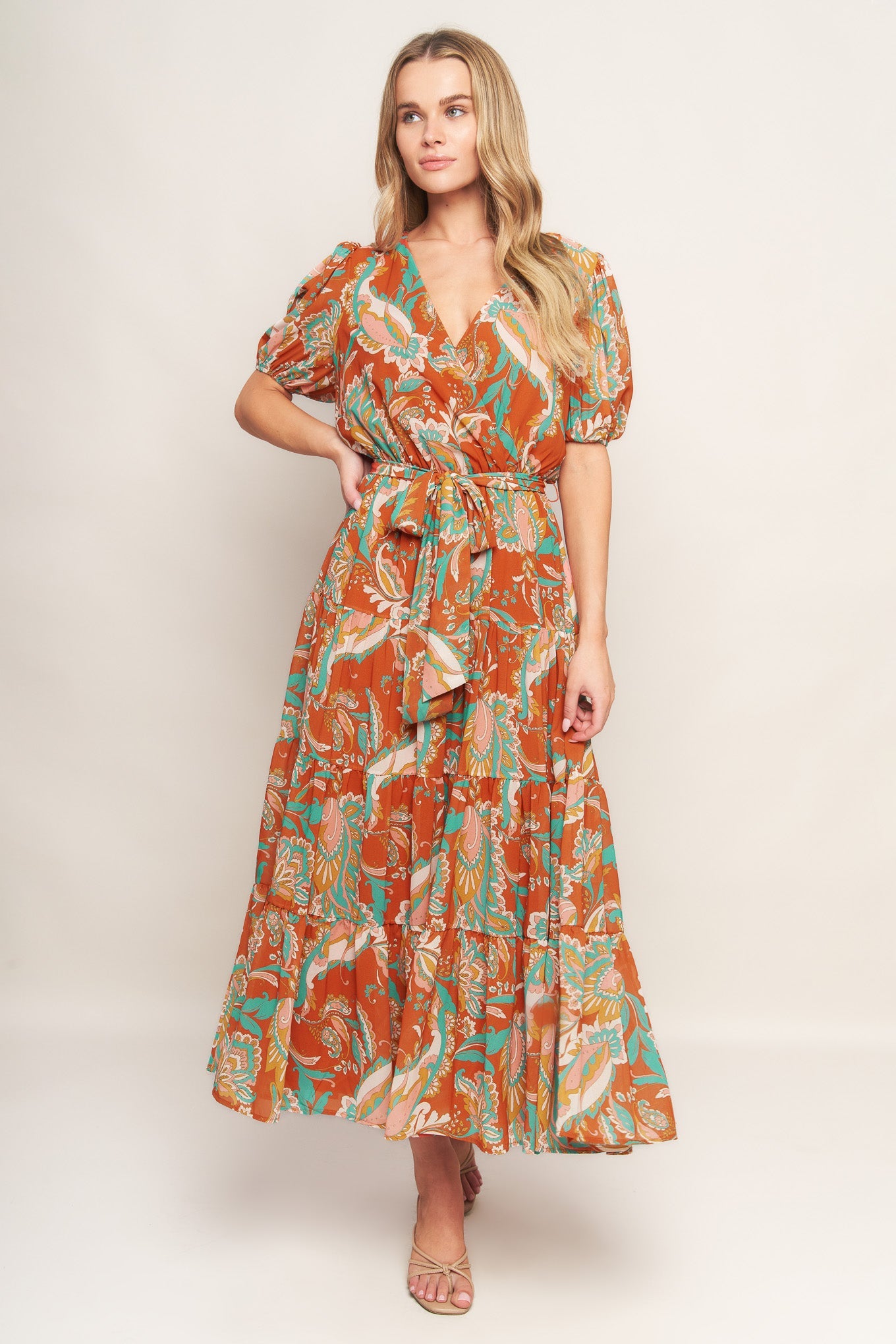 CAN'T LIVE WITHOUT RUST WOVEN MIDI DRESS