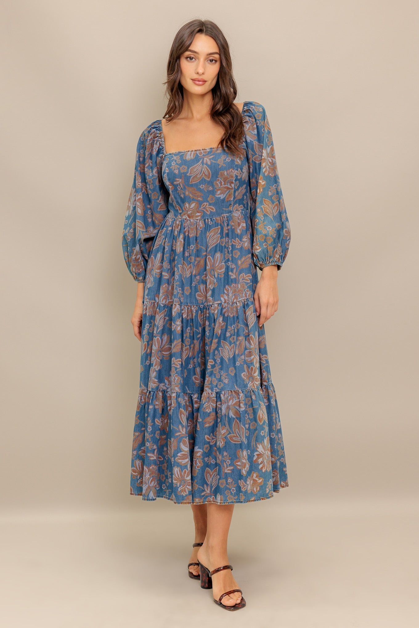 CIRCLE OF FRIENDS DENIM MIDI DRESS