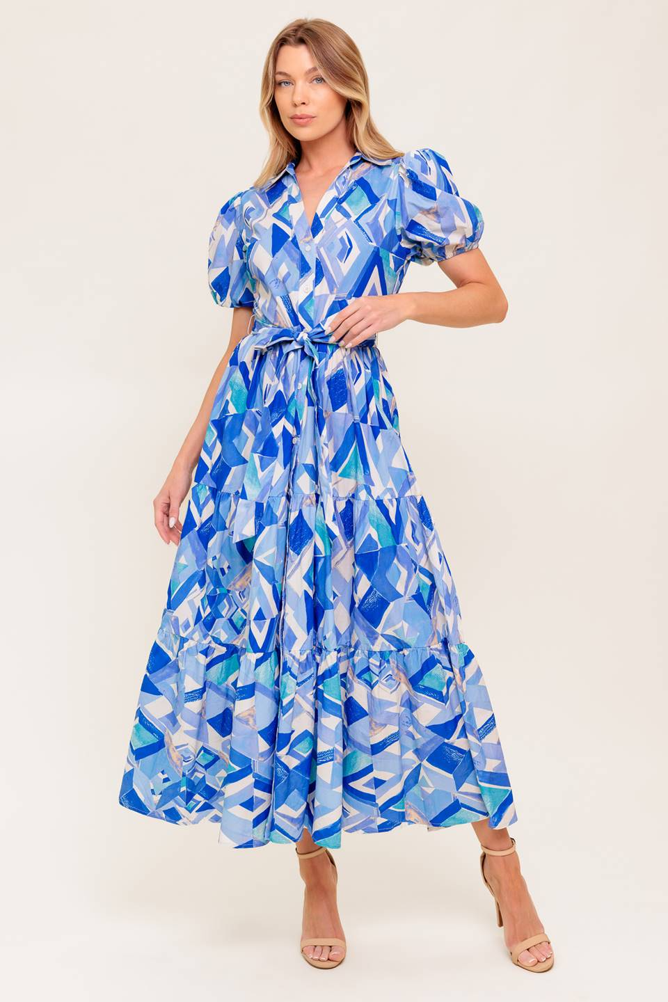 FAITHFUL WISH OYSTER WOVEN MDI DRESS