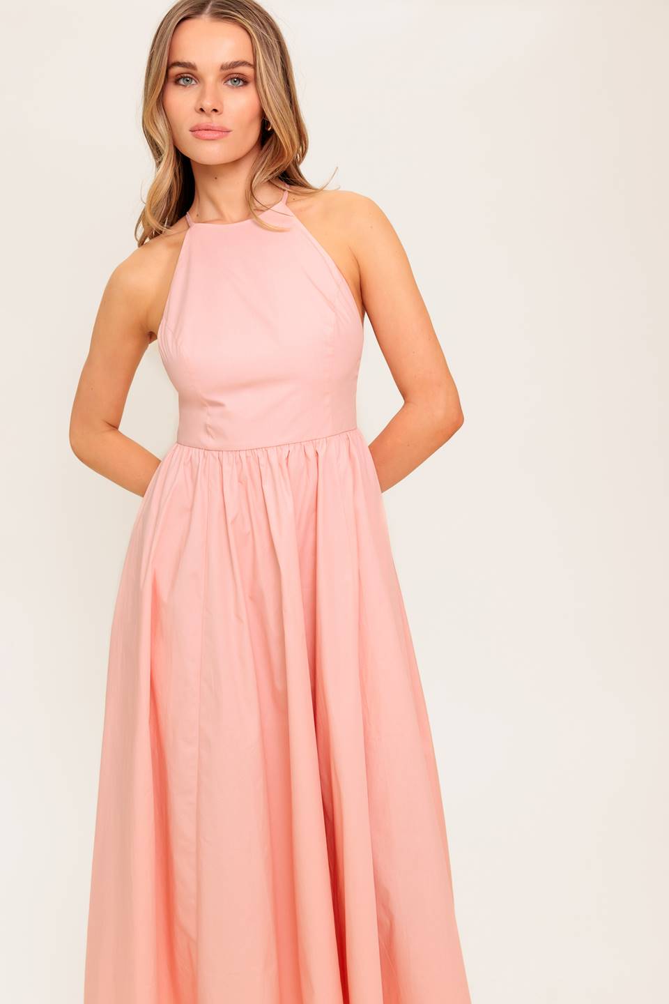 FERN KISSED CORAL WOVEN MIDI DRESS