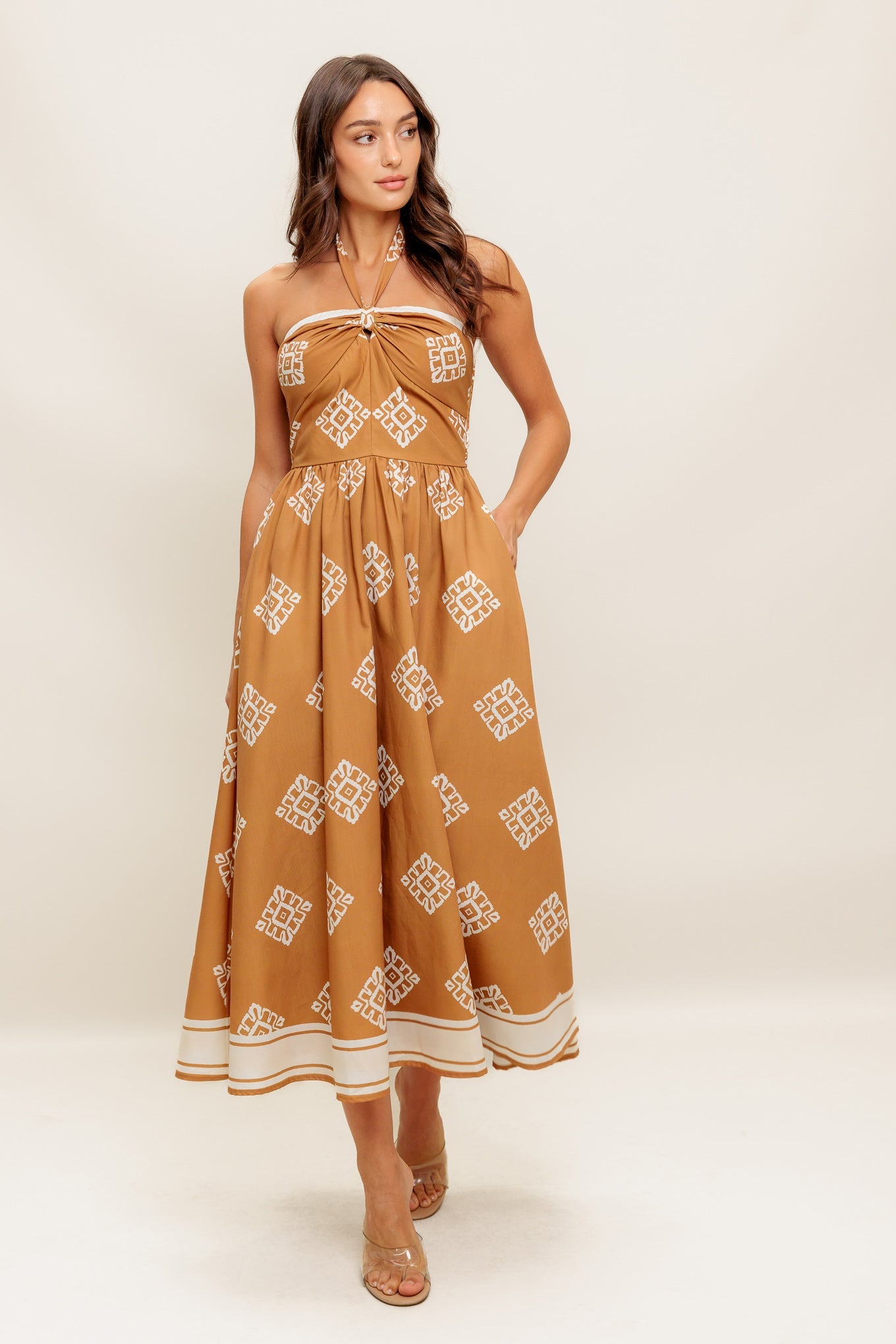 OASIS STORY WOVEN MIDI DRESS