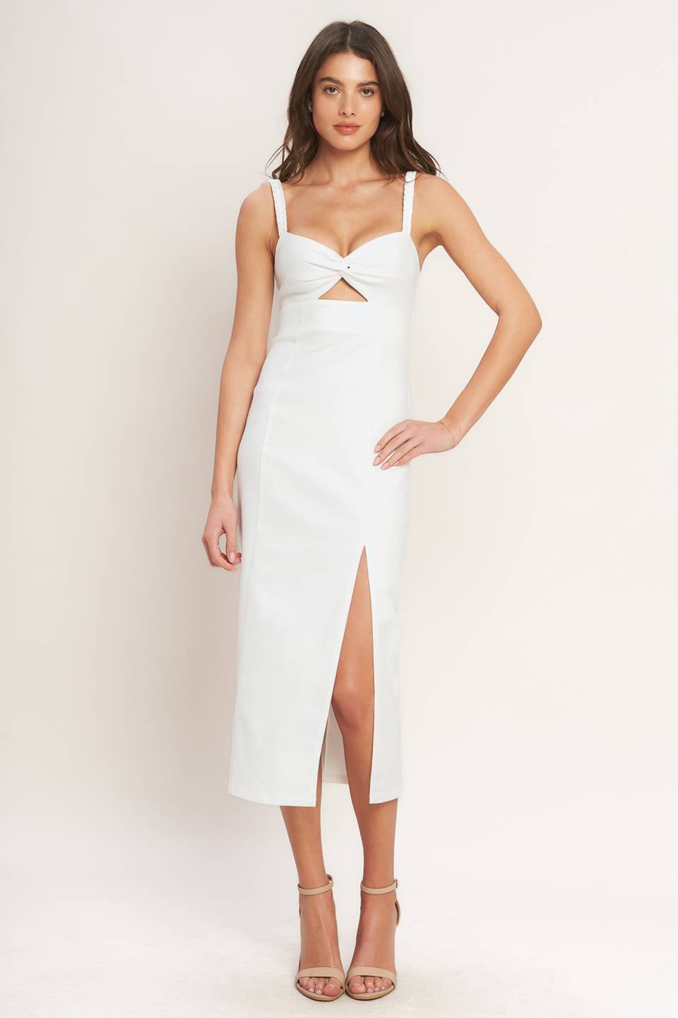 SILENT SHIN TWILL MIDI DRESS