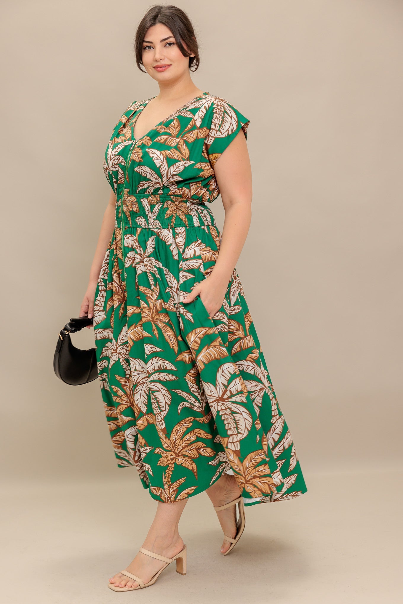 LUSH STILLNESS WOVEN MIDI DRESS