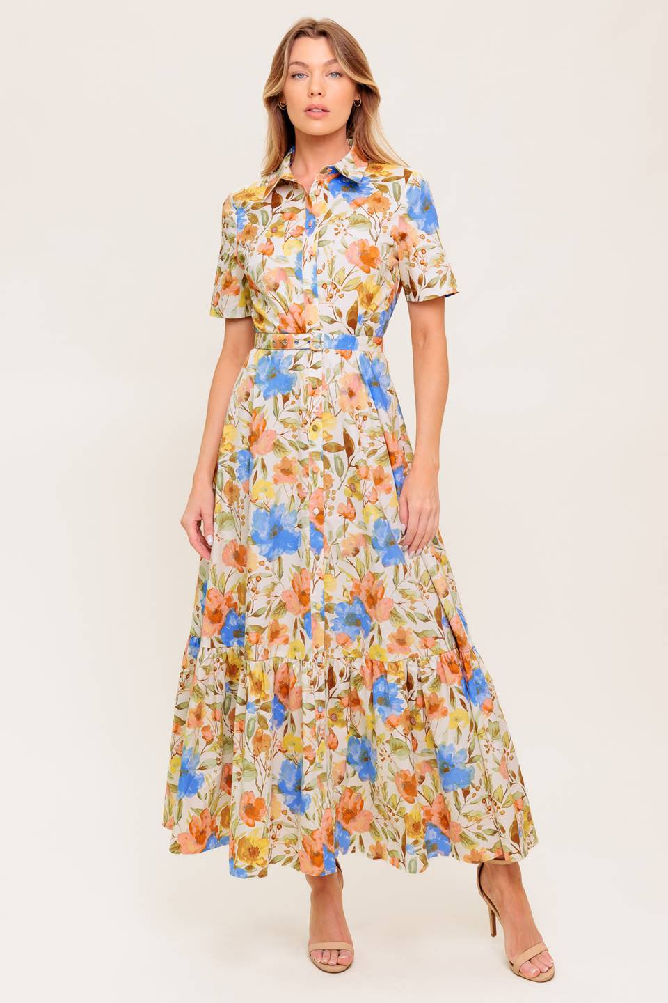 HAZEL DREAM IVORY WOVEN MIDI DRESS