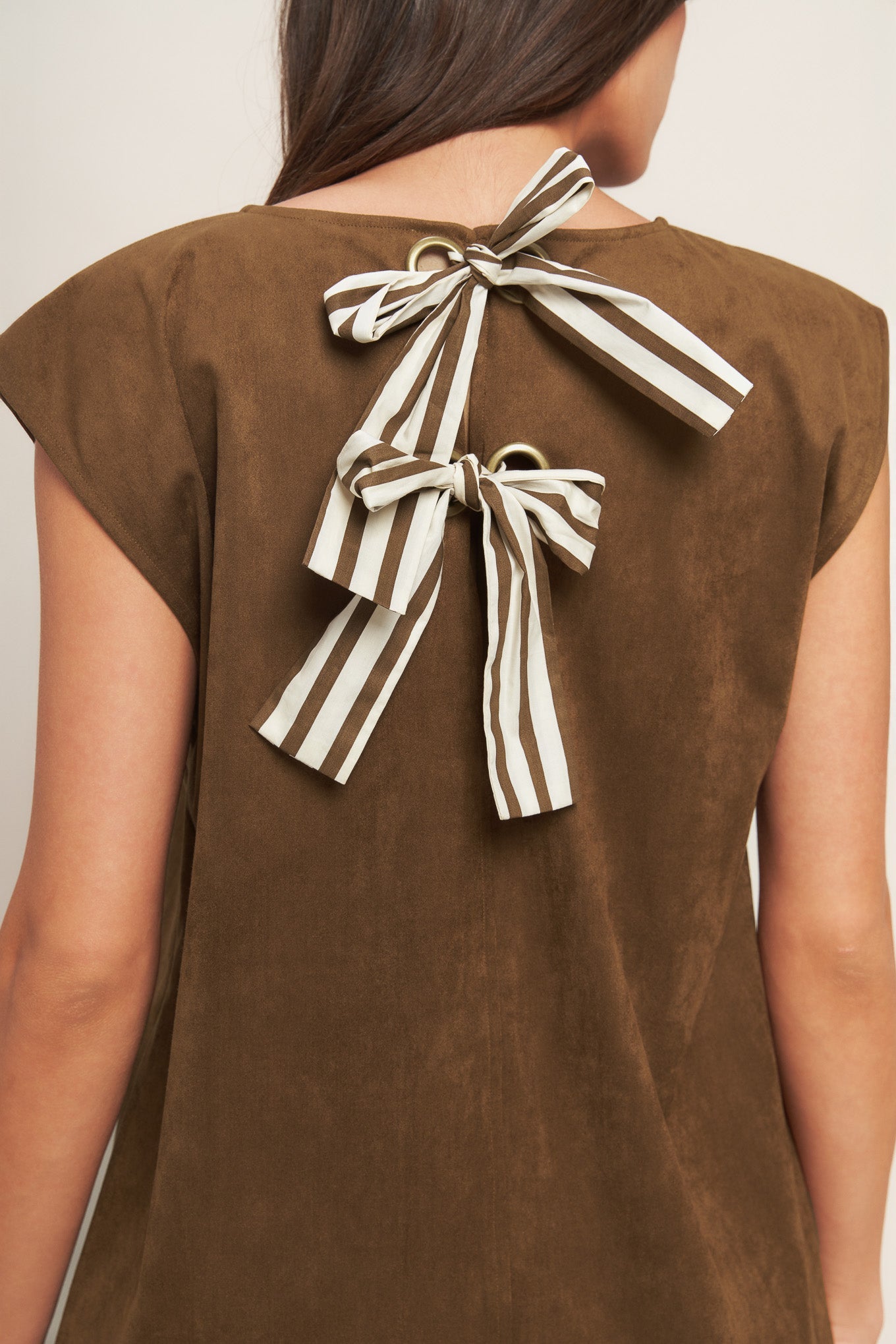 QUIET LUXURY EDGE FAUX SUEDE MIDI SHIFT DRESS