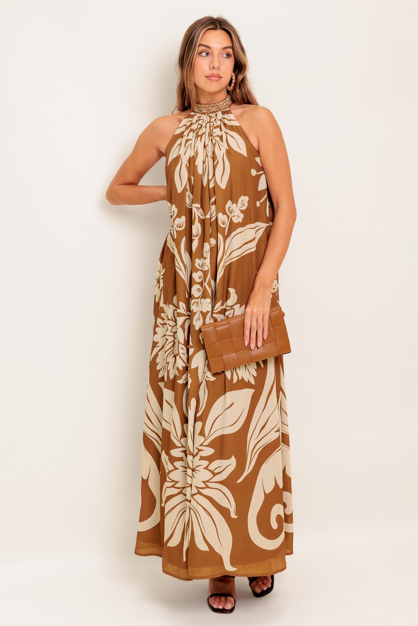 HAVANA HALO BROWN WOVEN ANKLE DRESS
