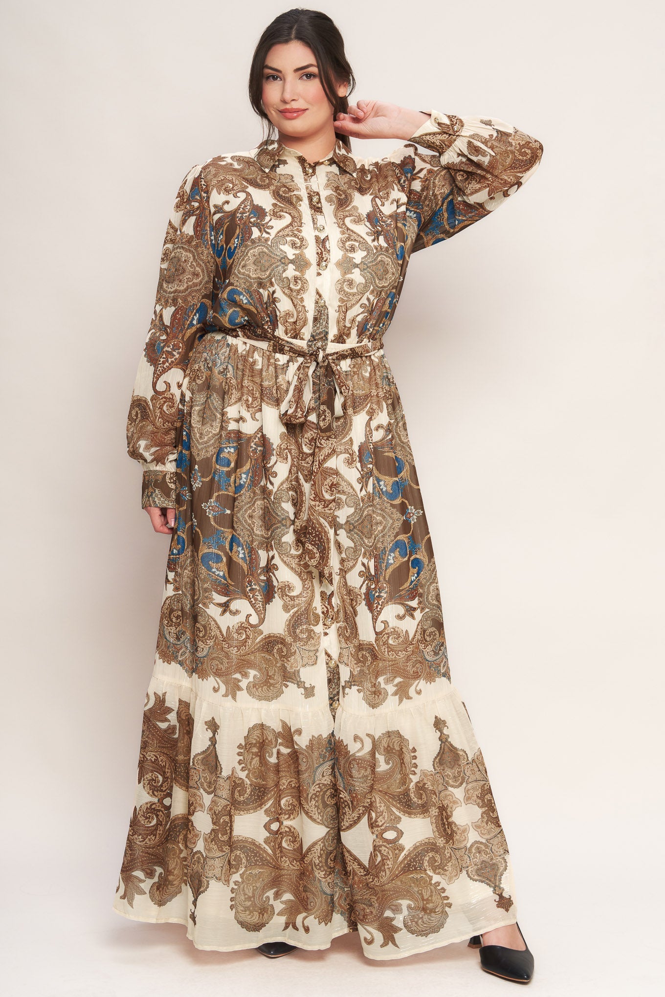 BOHEMIAN TAPESTRY BROWN WOVEN MAXI DRESS