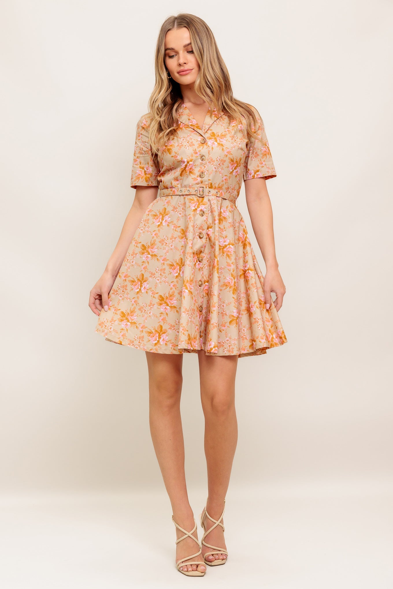 PEACH BLOSSOM WOVEN MINI DRESS
