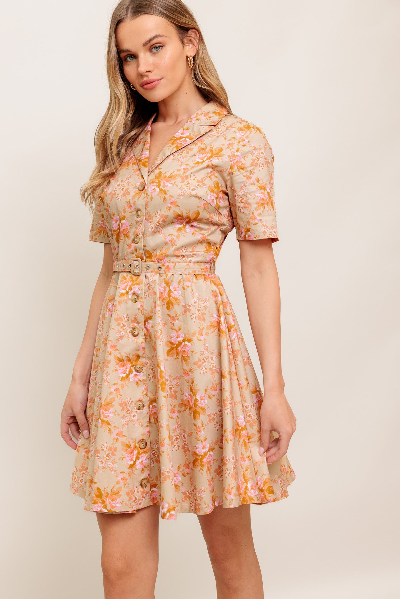 PEACH BLOSSOM WOVEN MINI DRESS
