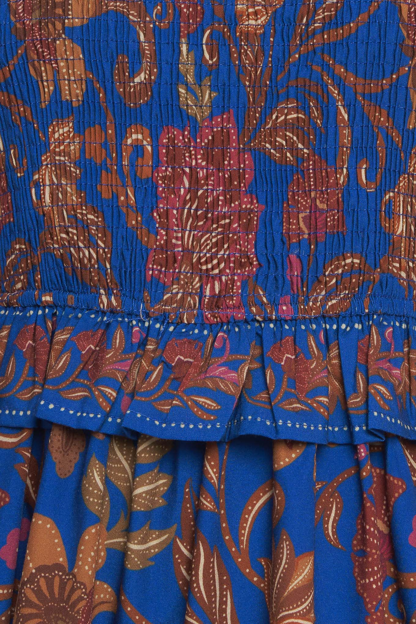 BOHEMIAN NAVY FLORAL WOVEN MIDI DRESS