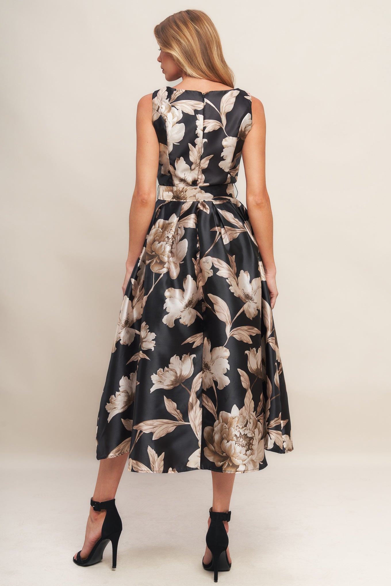 MOONLIGHT BLOSSOM WOVEN MIDI DRESS