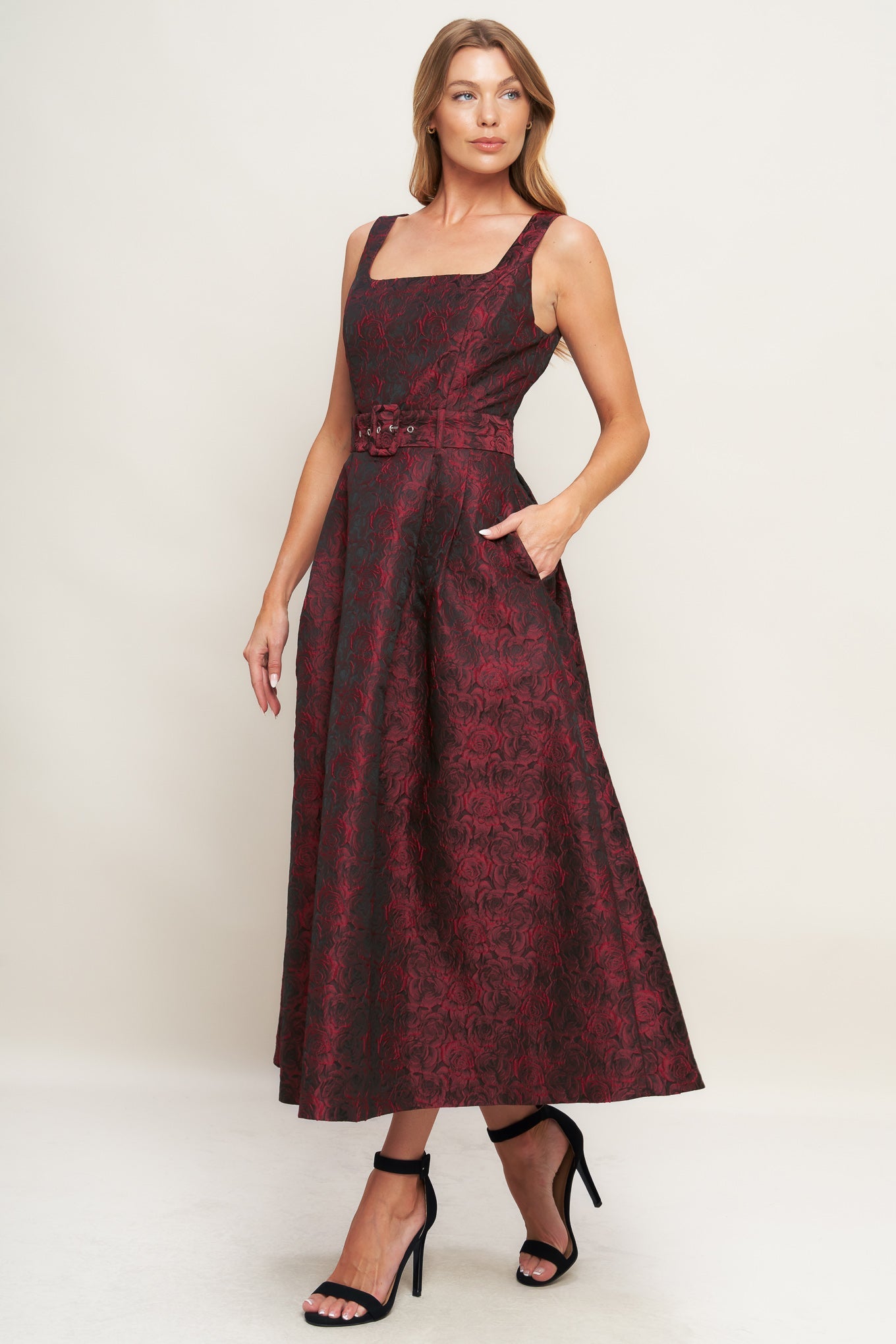 IMPERIAL ALLURE WOVEN JACQUARD MIDI DRESS