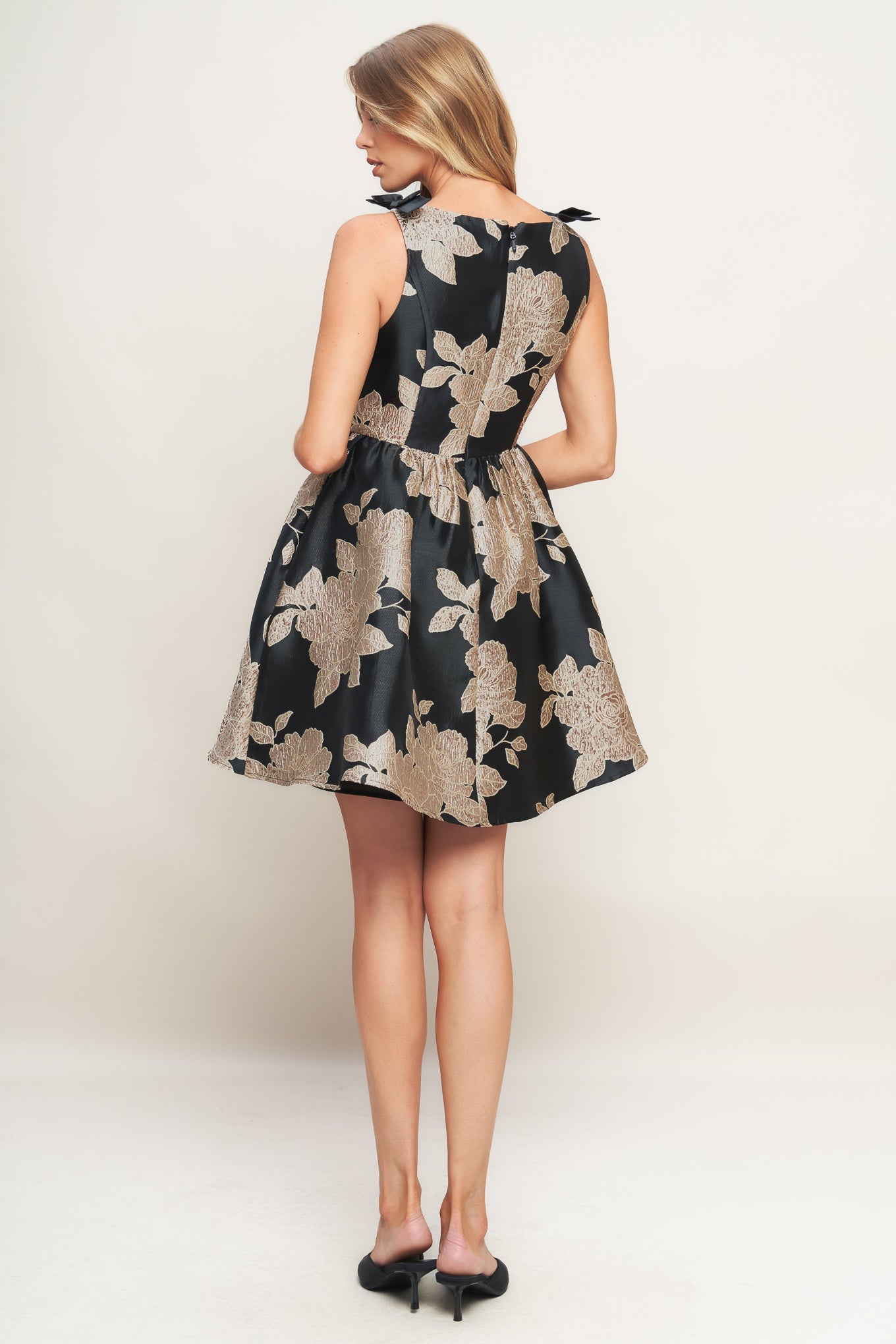 NOIR FLEUR WOVEN MINI DRESS