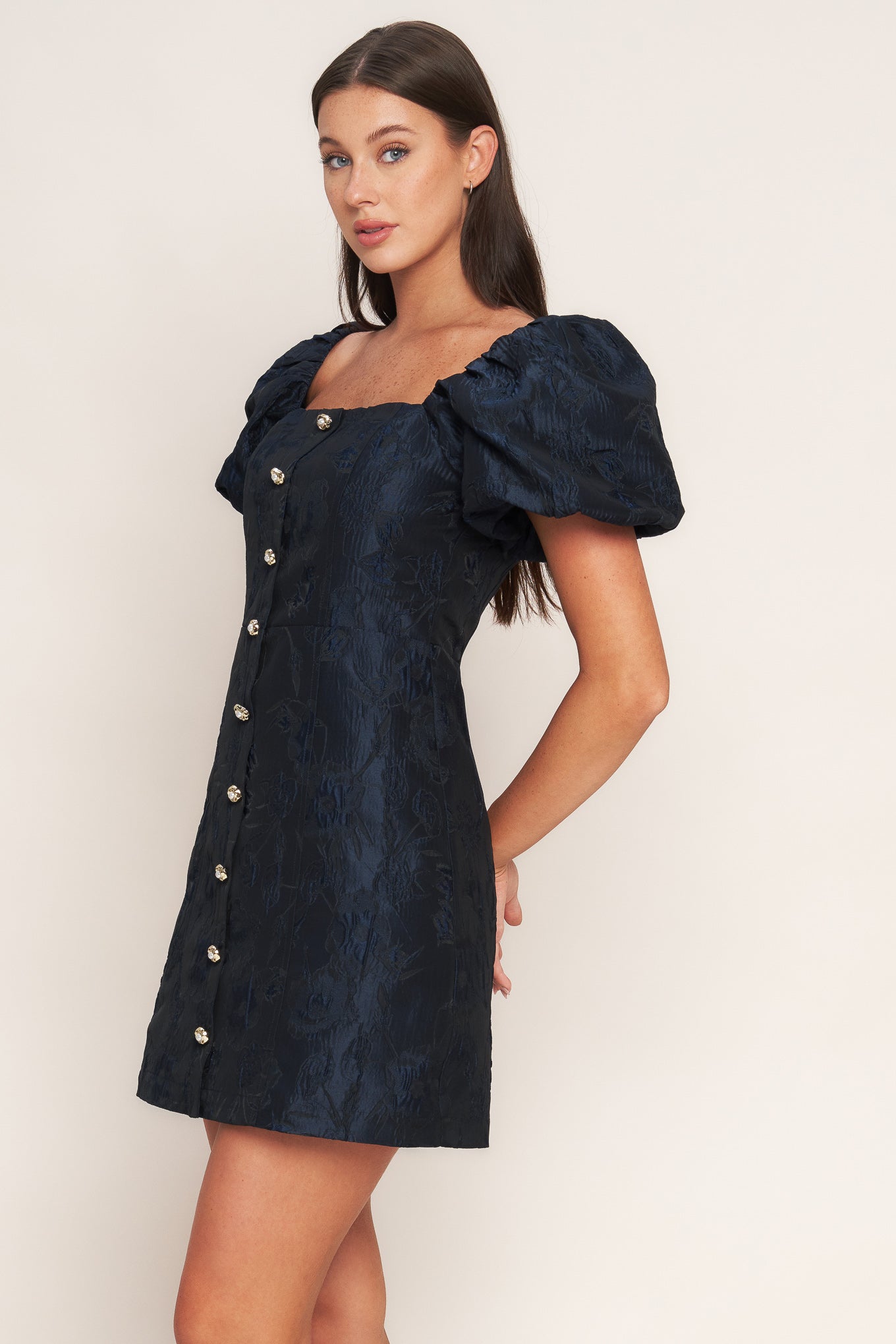 GOLDEN MOON WOVEN MINI DRESS
