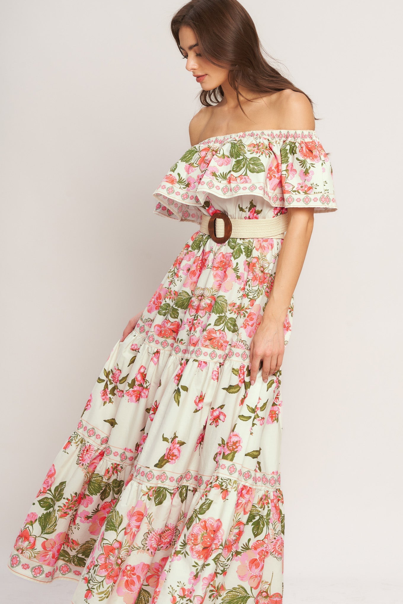 SWEET ESCAPE OFF SHOULDER MAXI DRESS