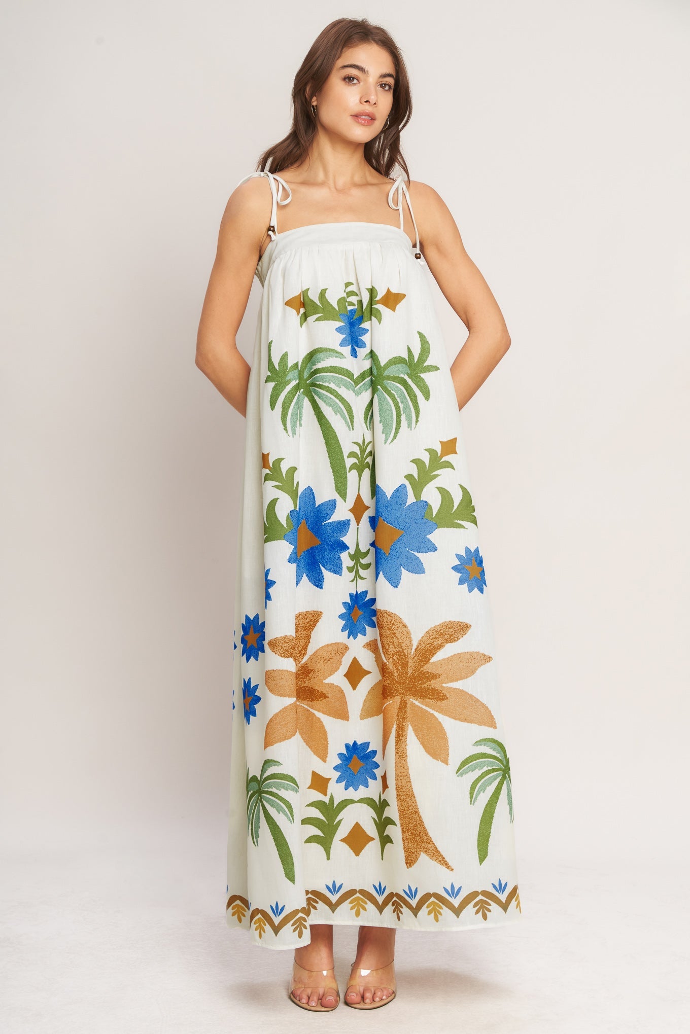 TROPIC ARTE FLOW WOVEN MAXI DRESS