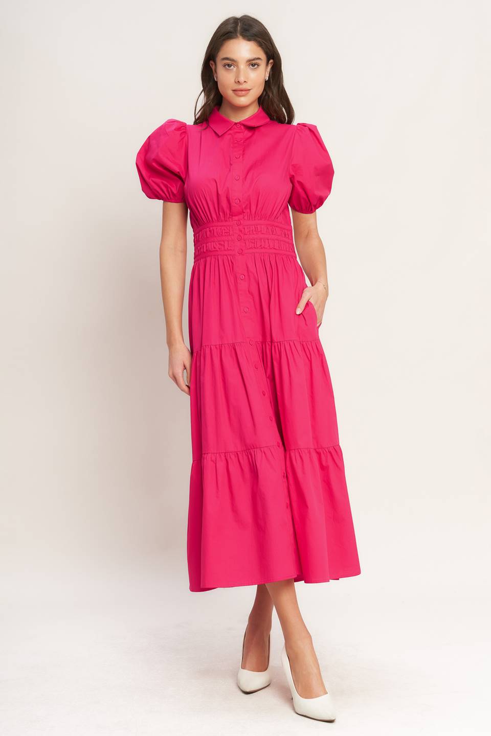 SUGAR CLOUD WOVEN MIDI DRESS