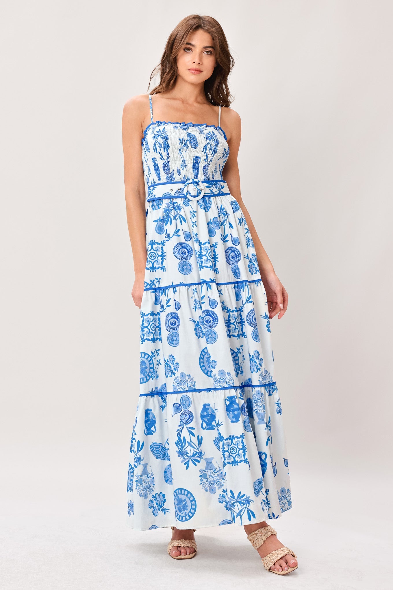 SANTORINI DREAM WOVEN MAXI DRESS
