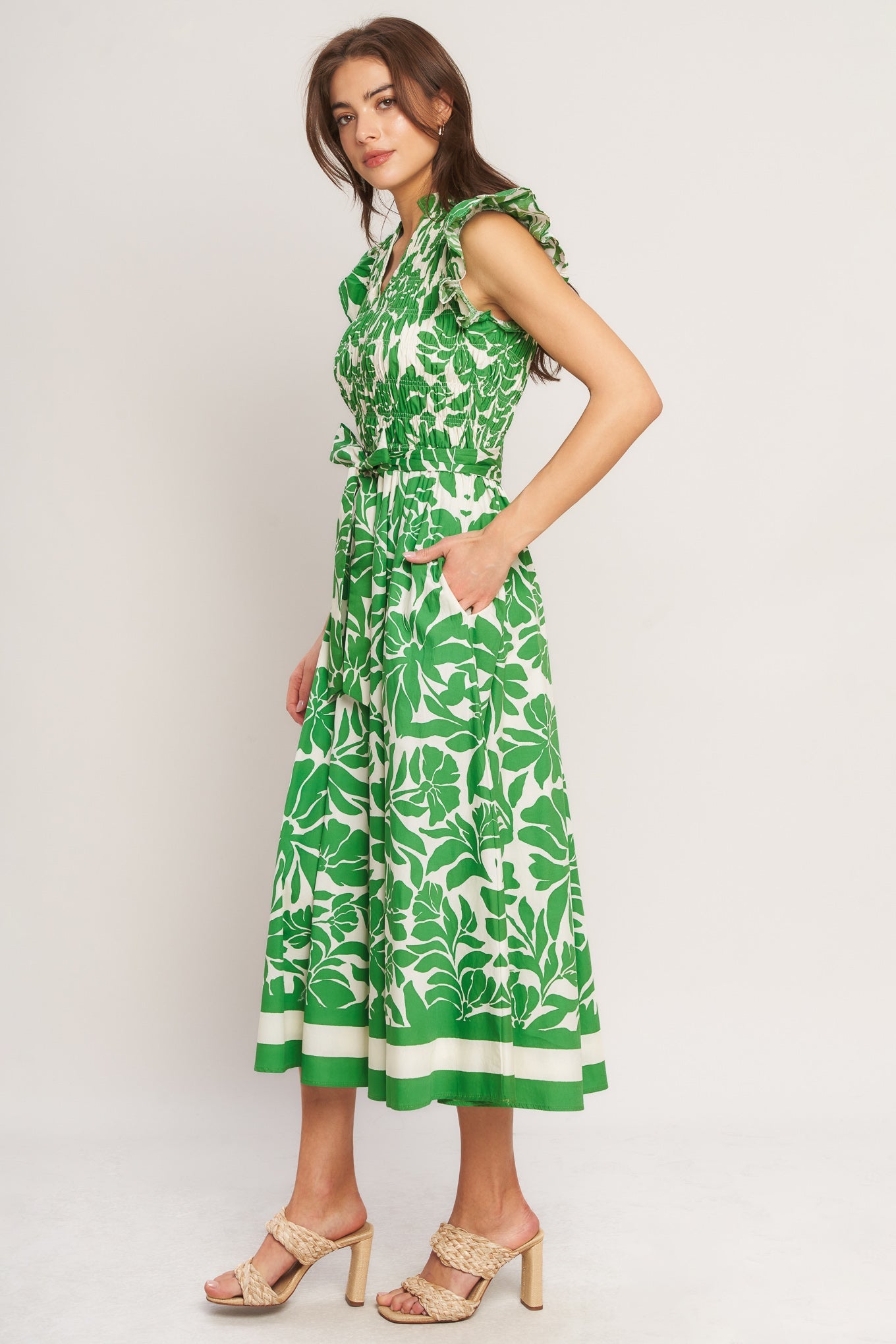 BLOOM ENERGY WOVEN MIDI DRESS