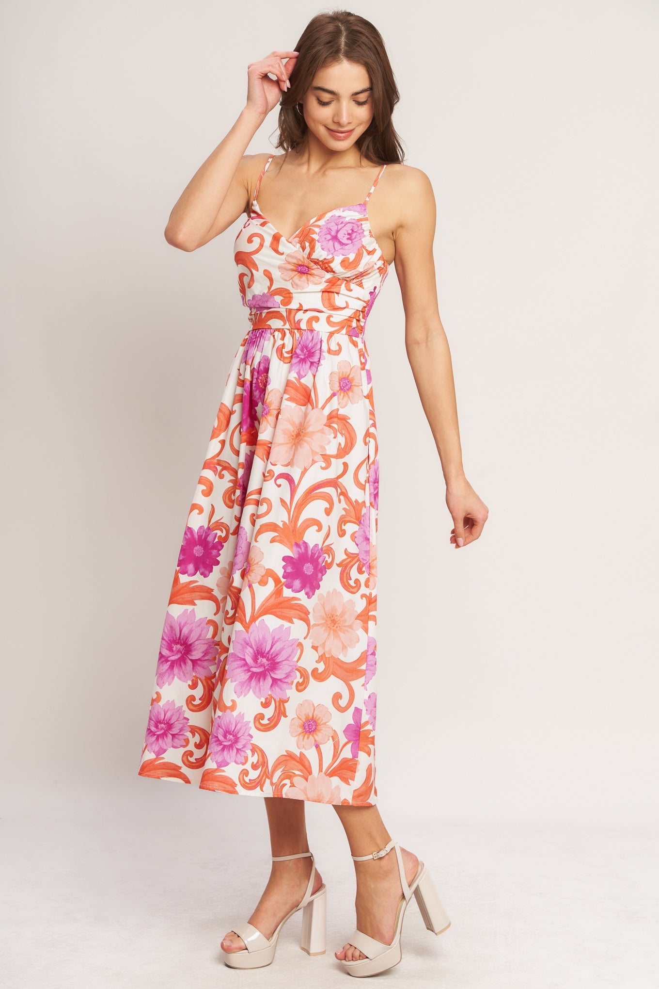 VACAY BLOOM WOVEN MIDI DRESS